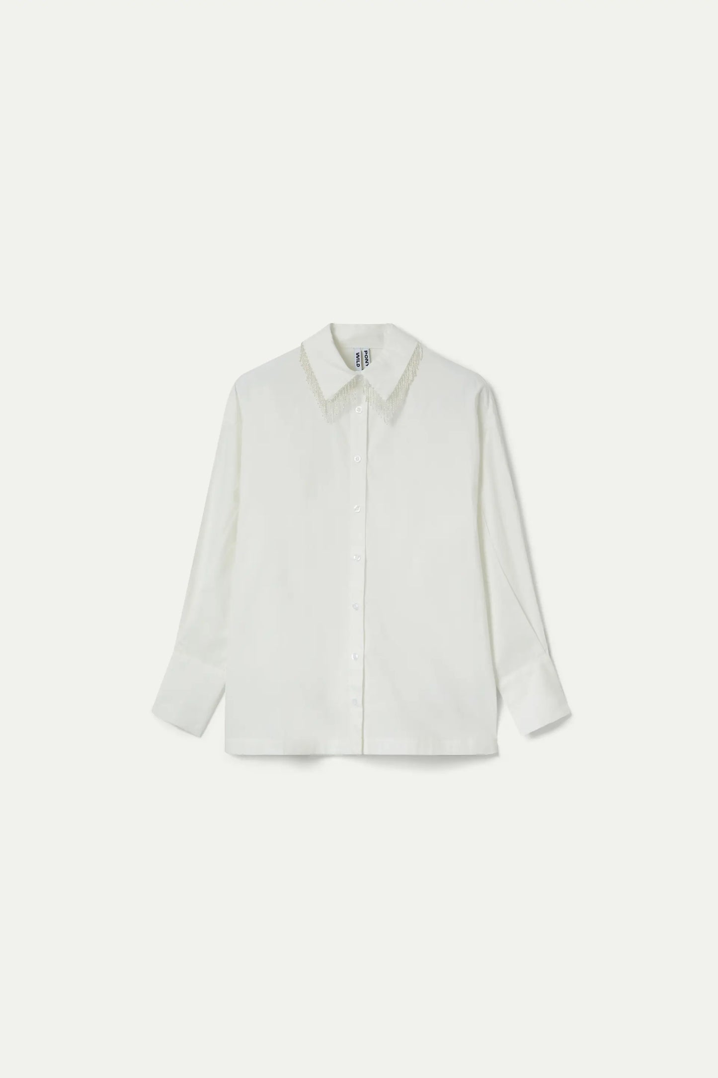 White beaded poplin shirt