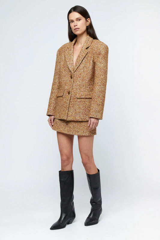 Blazer oversize tweed marrón