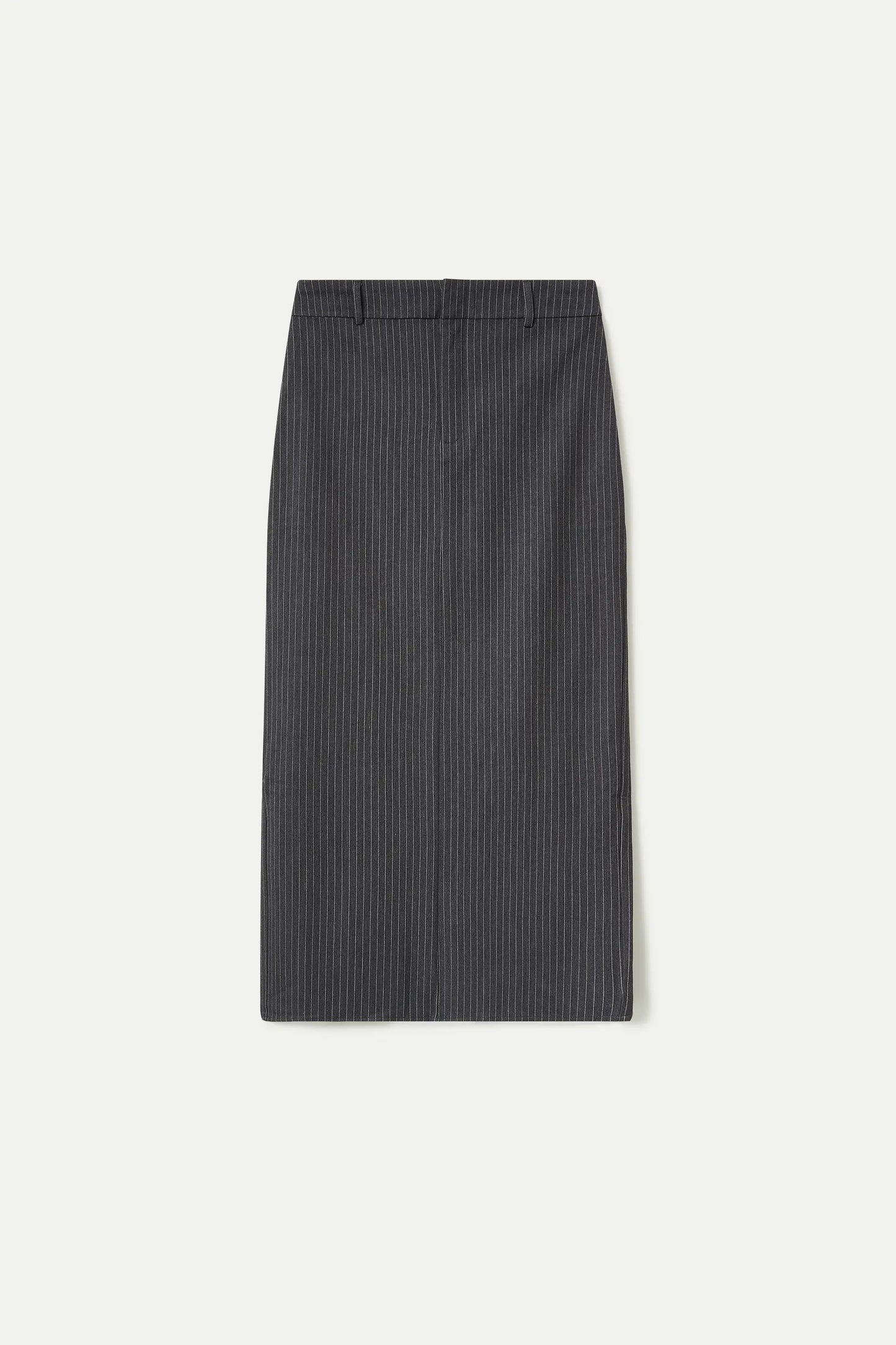 Long grey pinstripe skirt