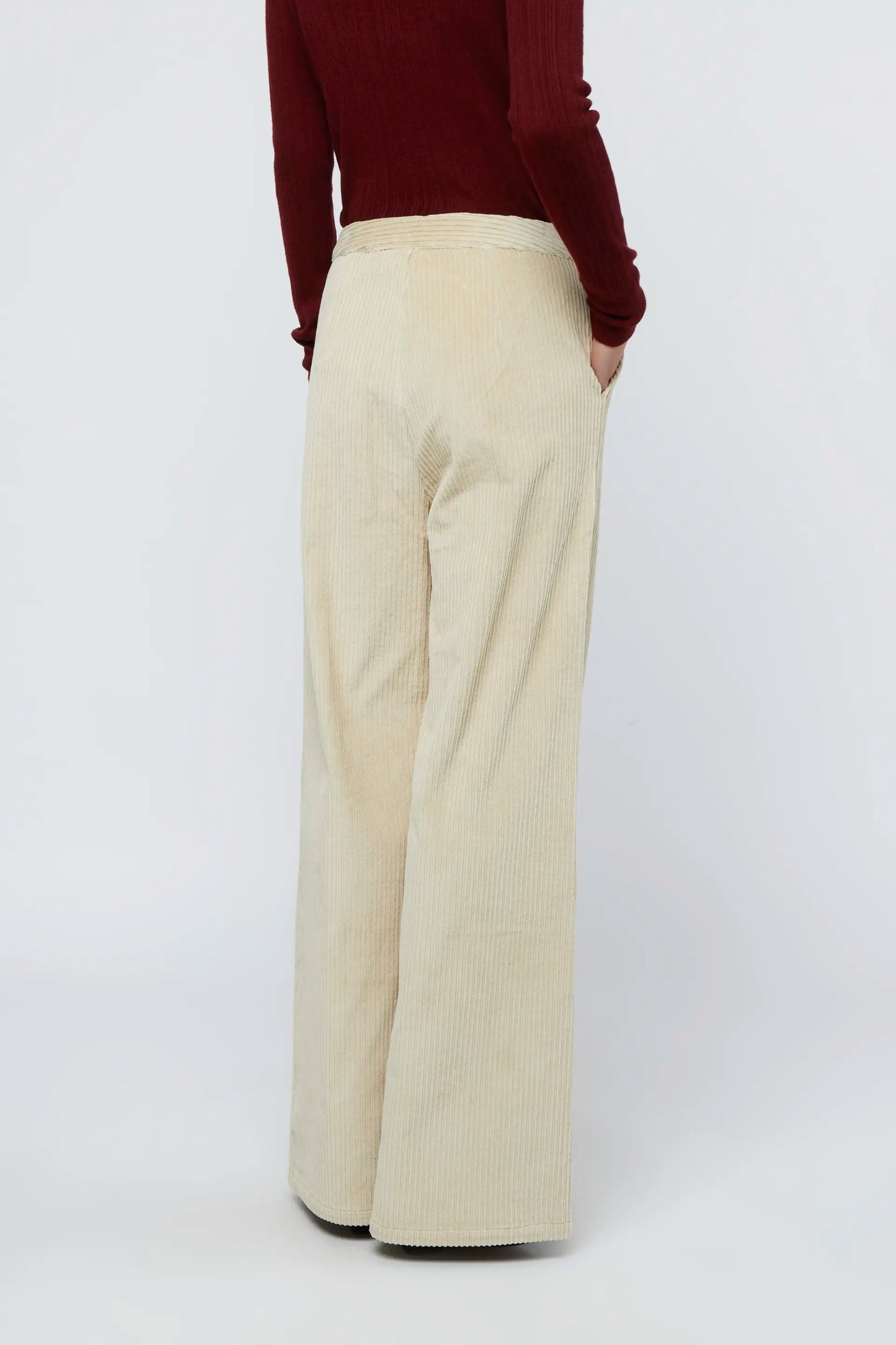 White corduroy straight trousers