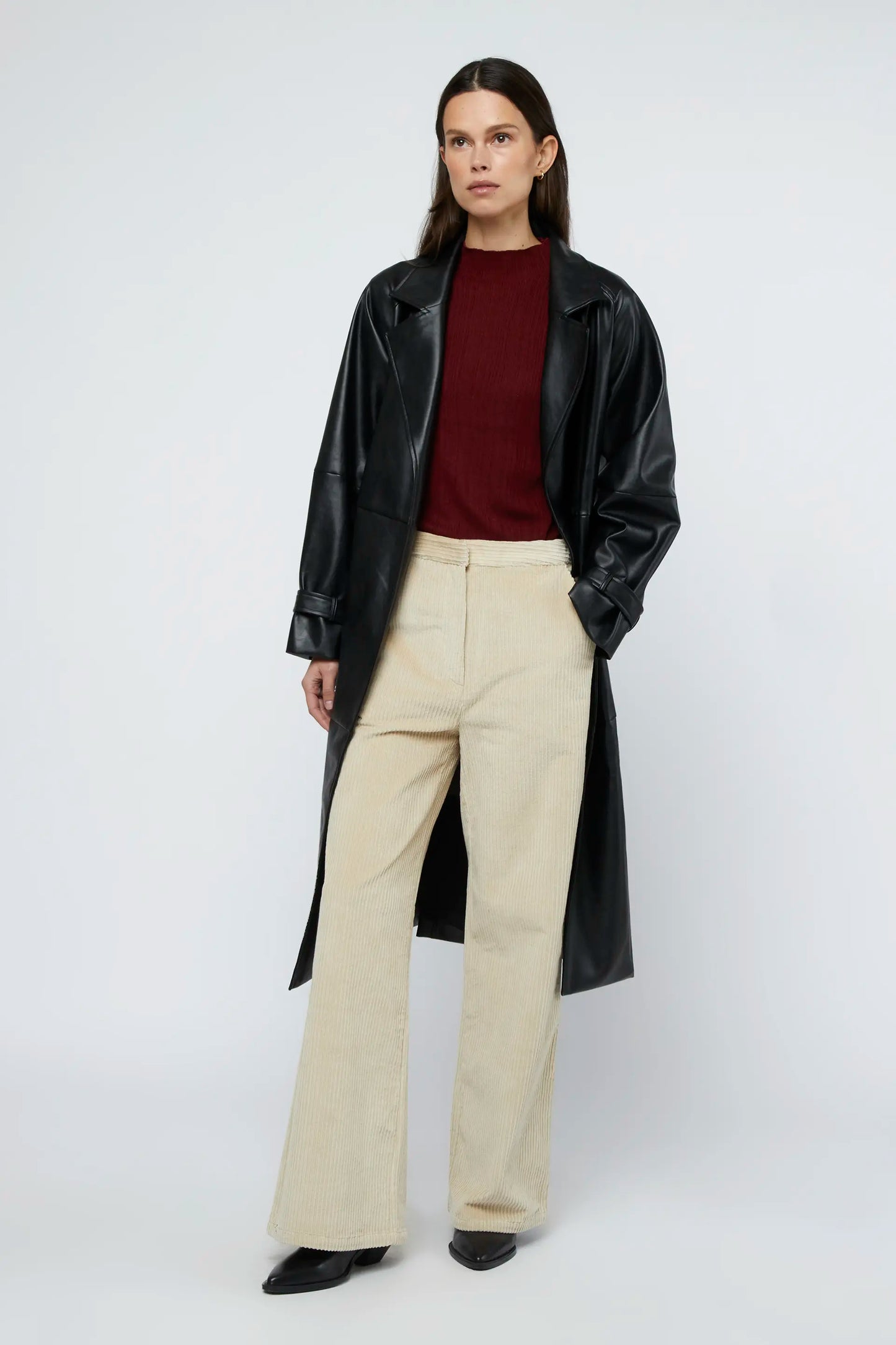 White corduroy straight trousers