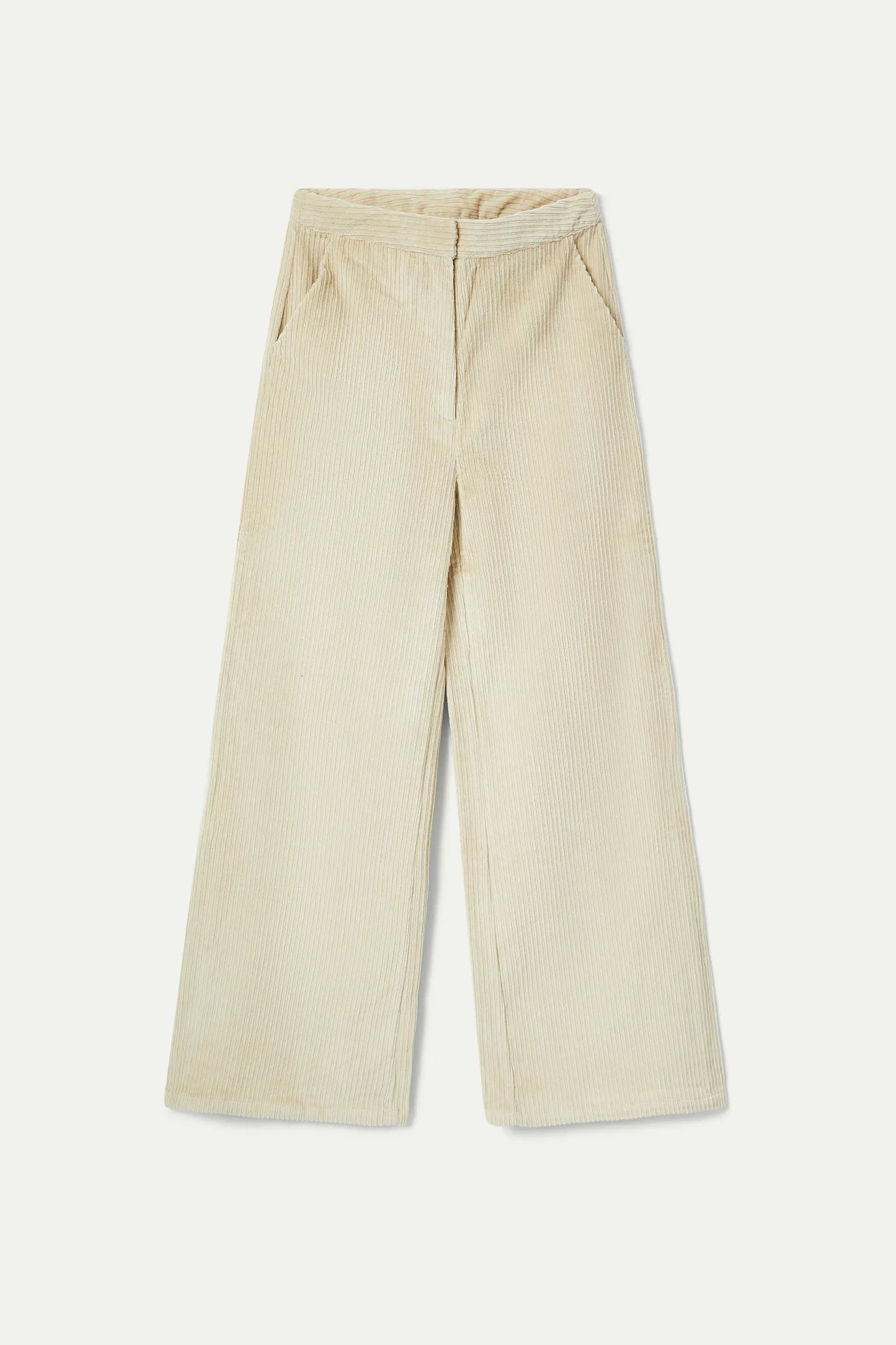 White corduroy straight trousers