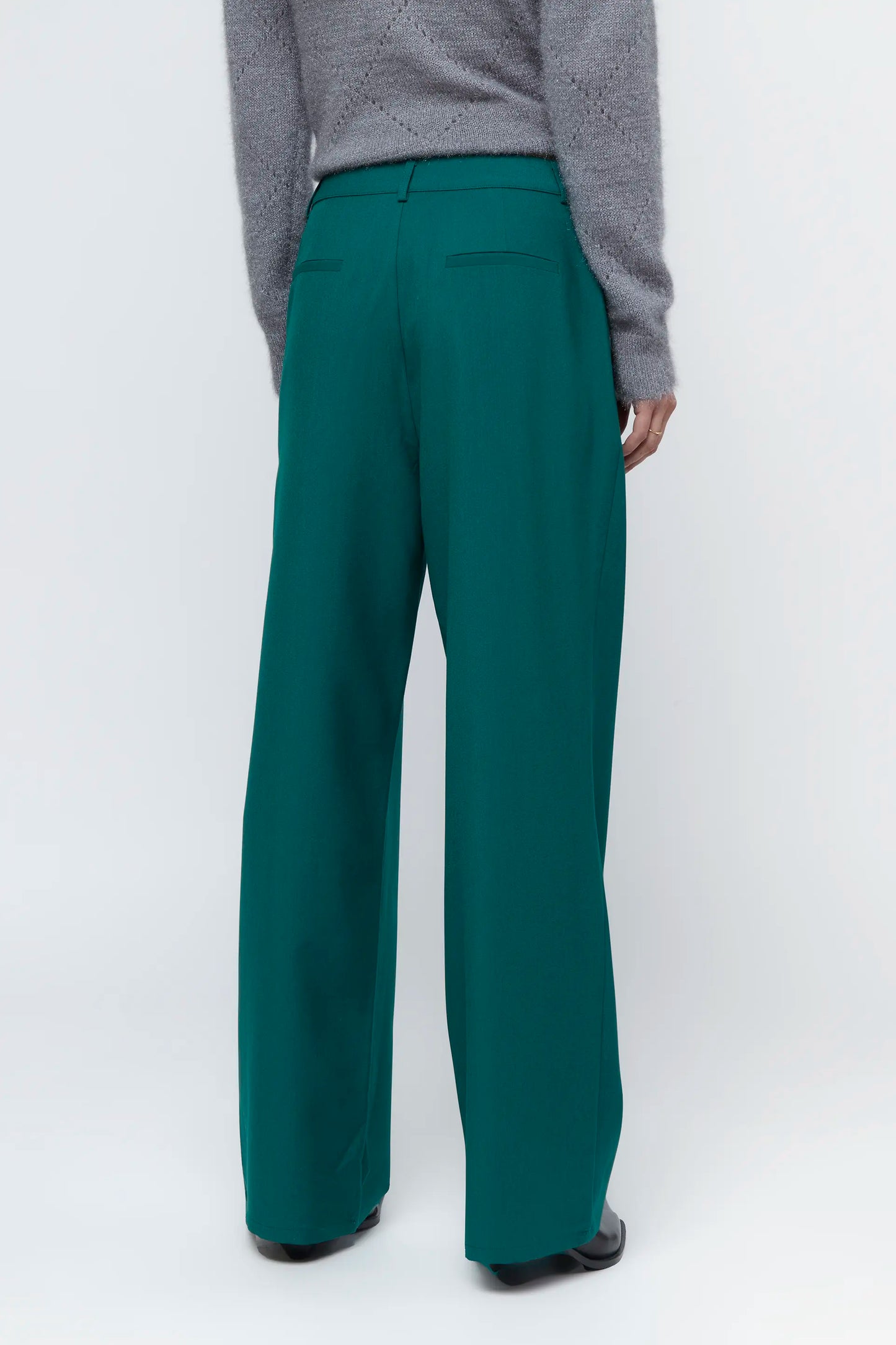 Green straight suit trousers