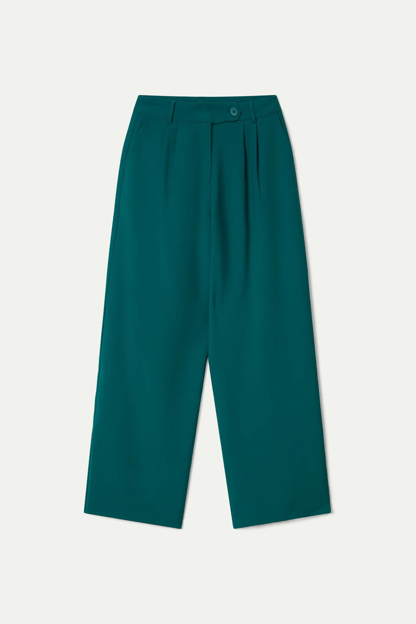 Green straight suit trousers