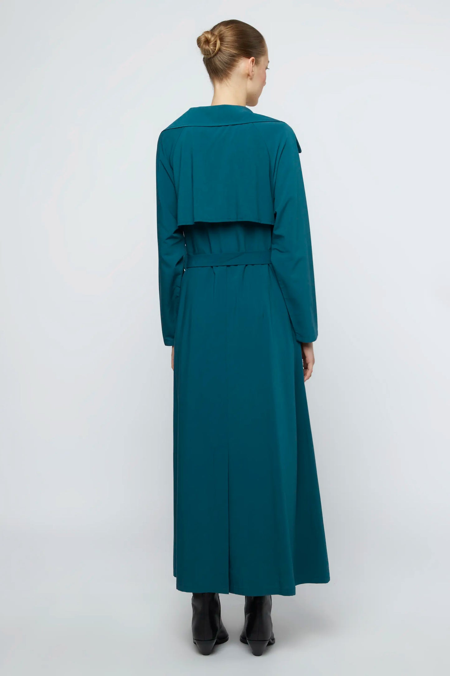 Long green trench coat dress