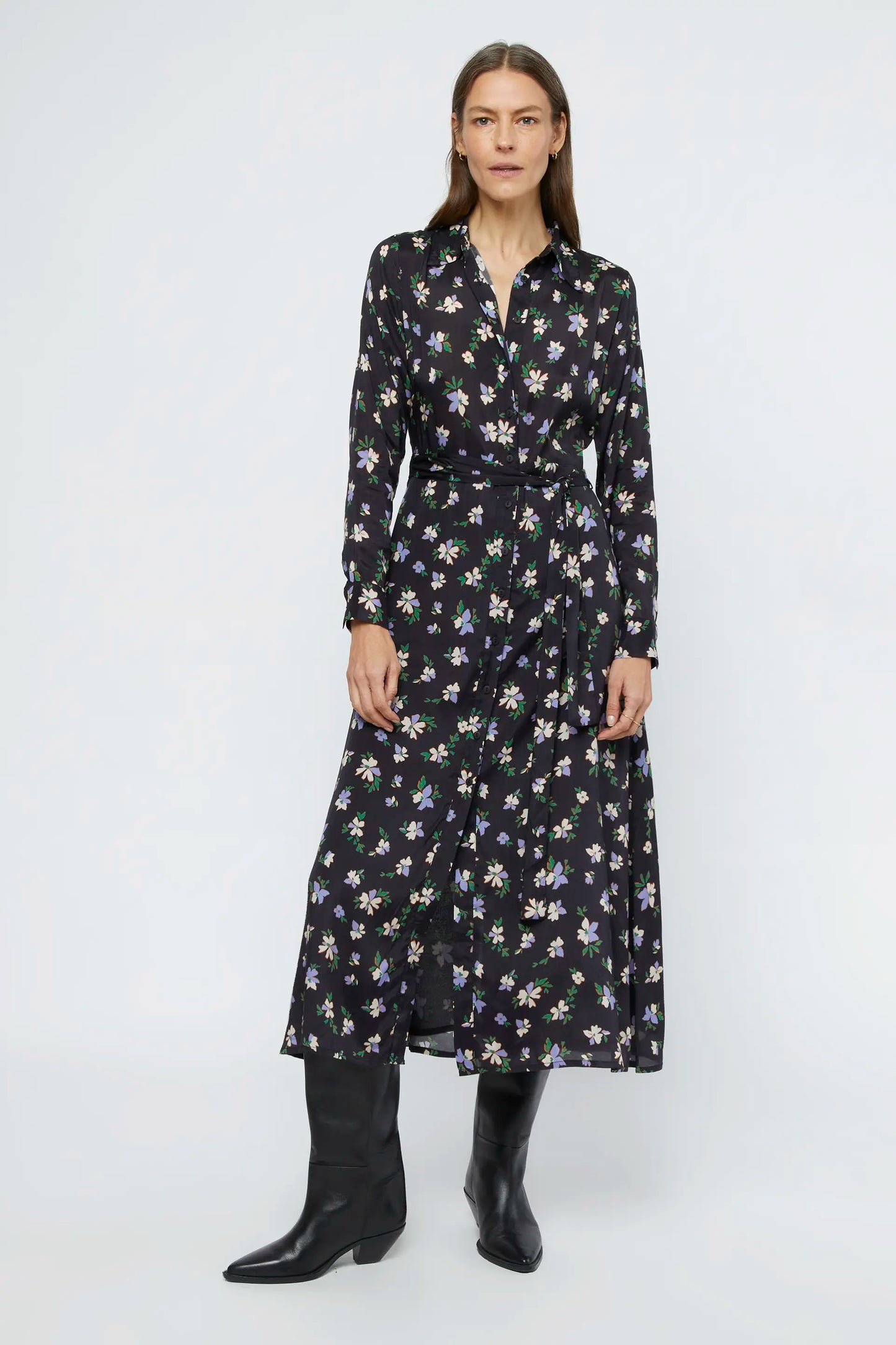 Anemona floral long shirt dress