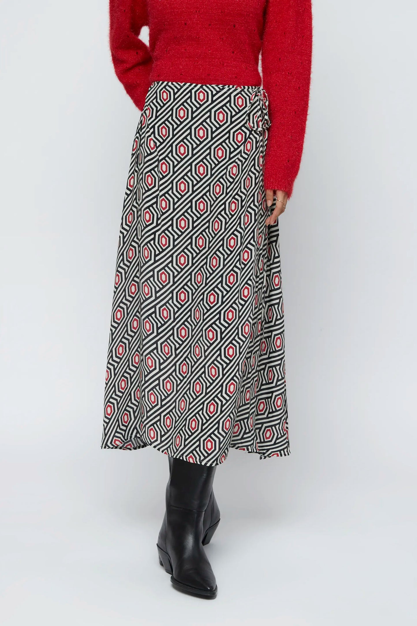 Geometric print midi skirt