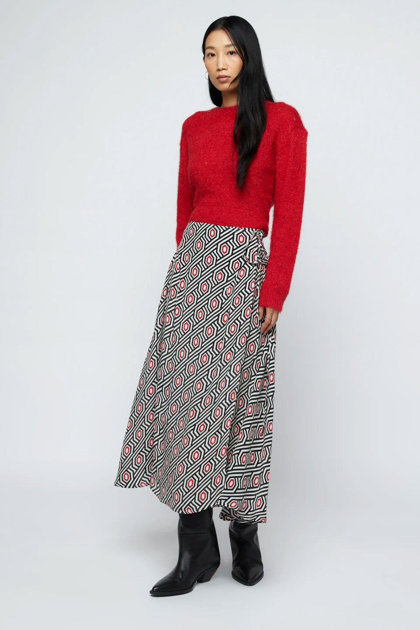 Geometric print midi skirt