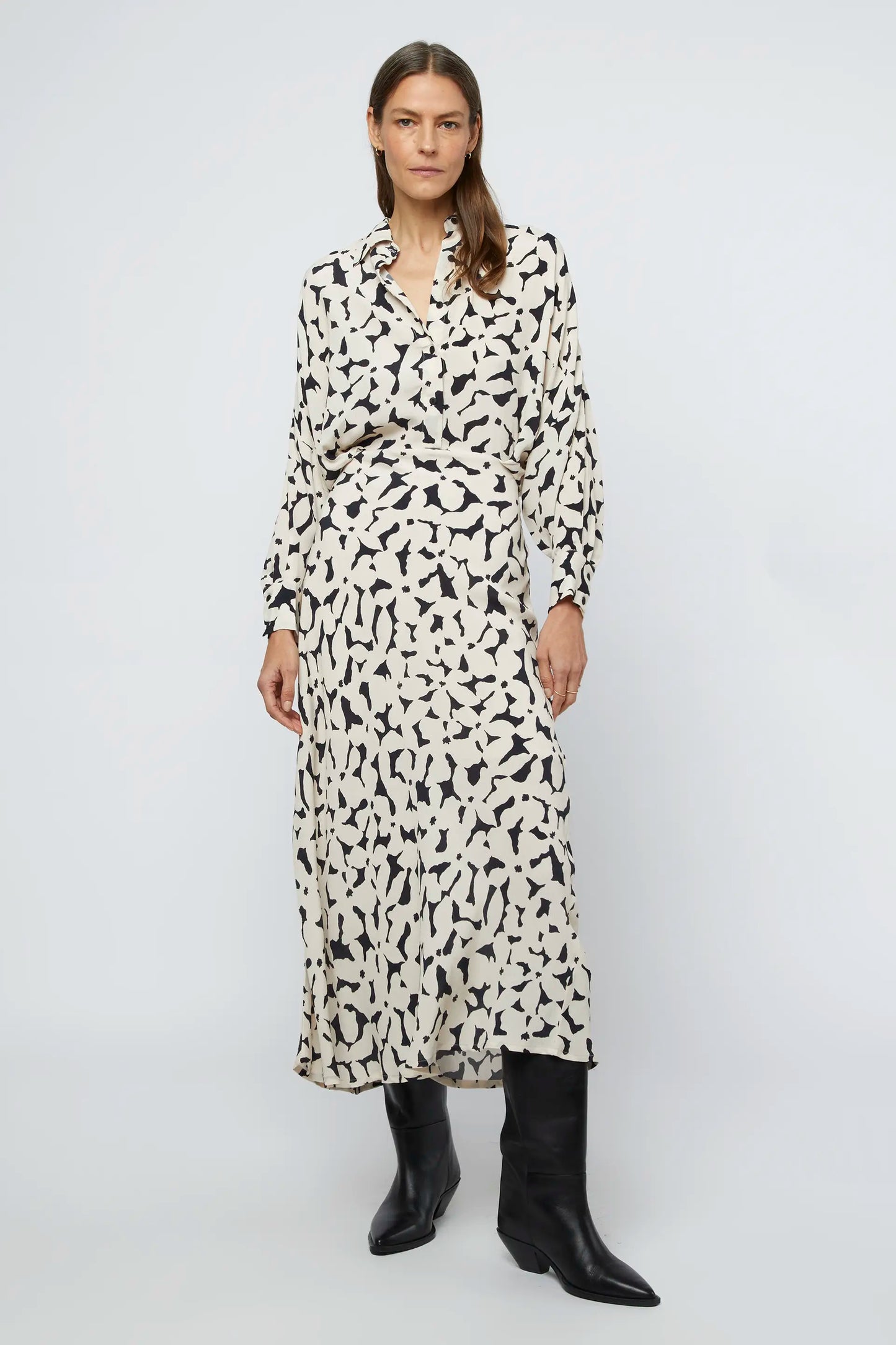 Camille floral long shirt dress