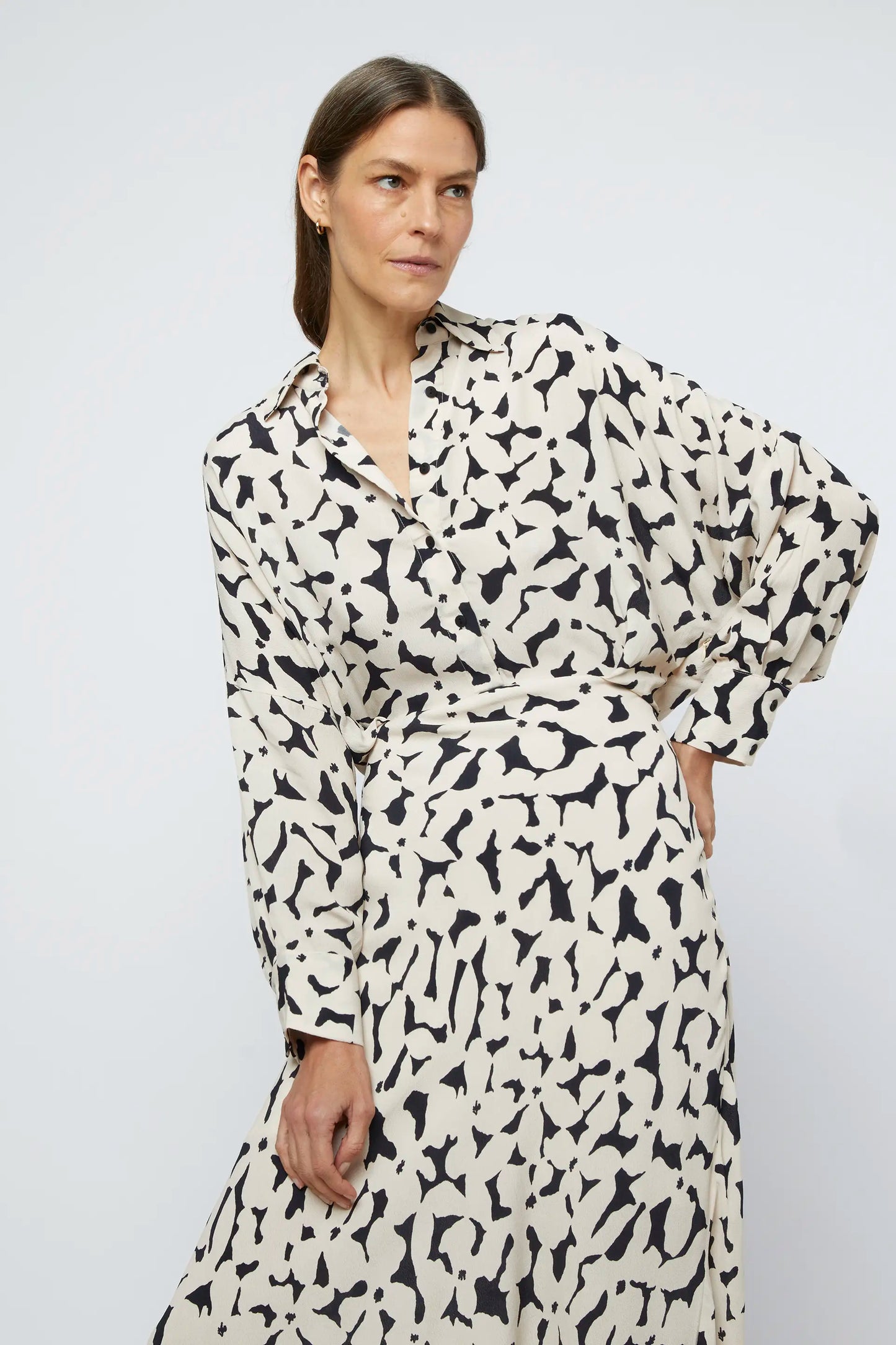 Camille floral long shirt dress