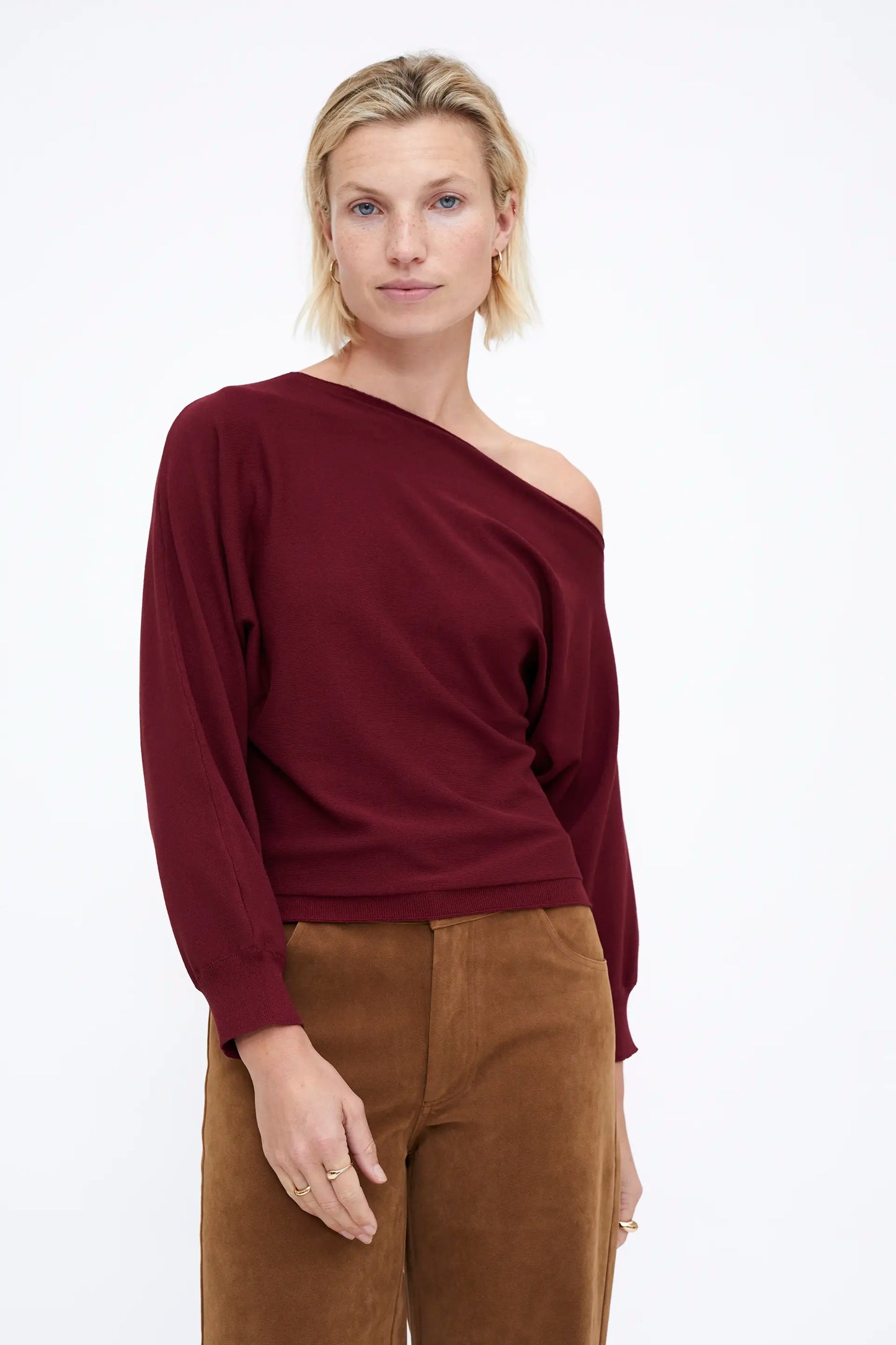 Jersey corte asiméstrico Burgundy