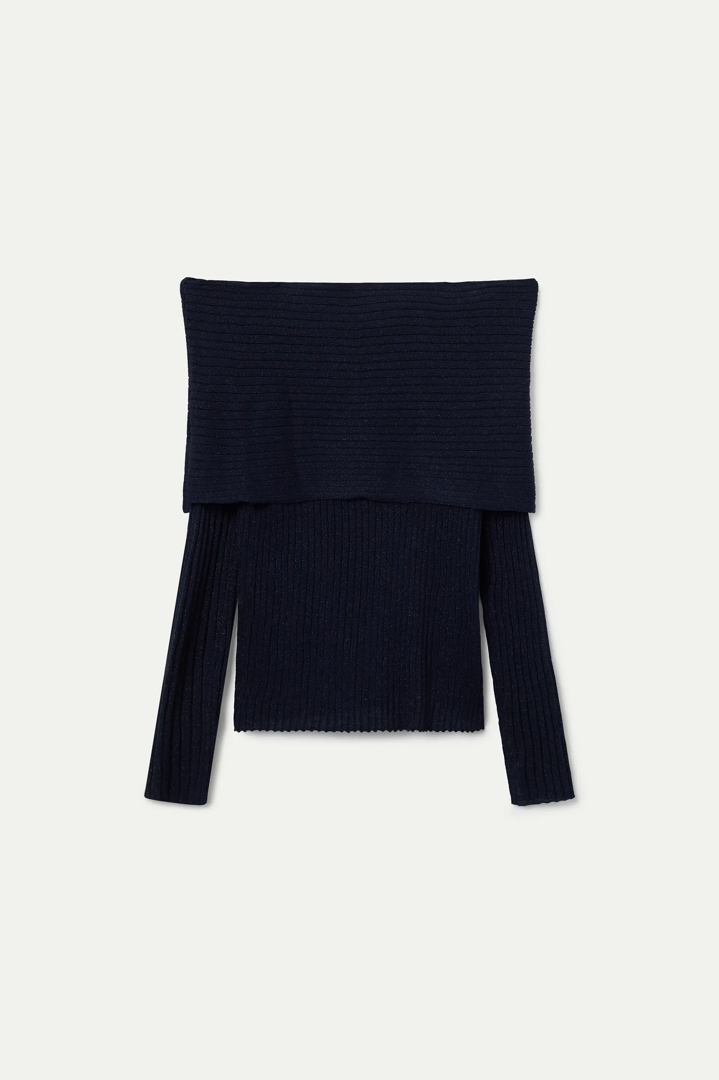 Top punto canalé con cuello barco