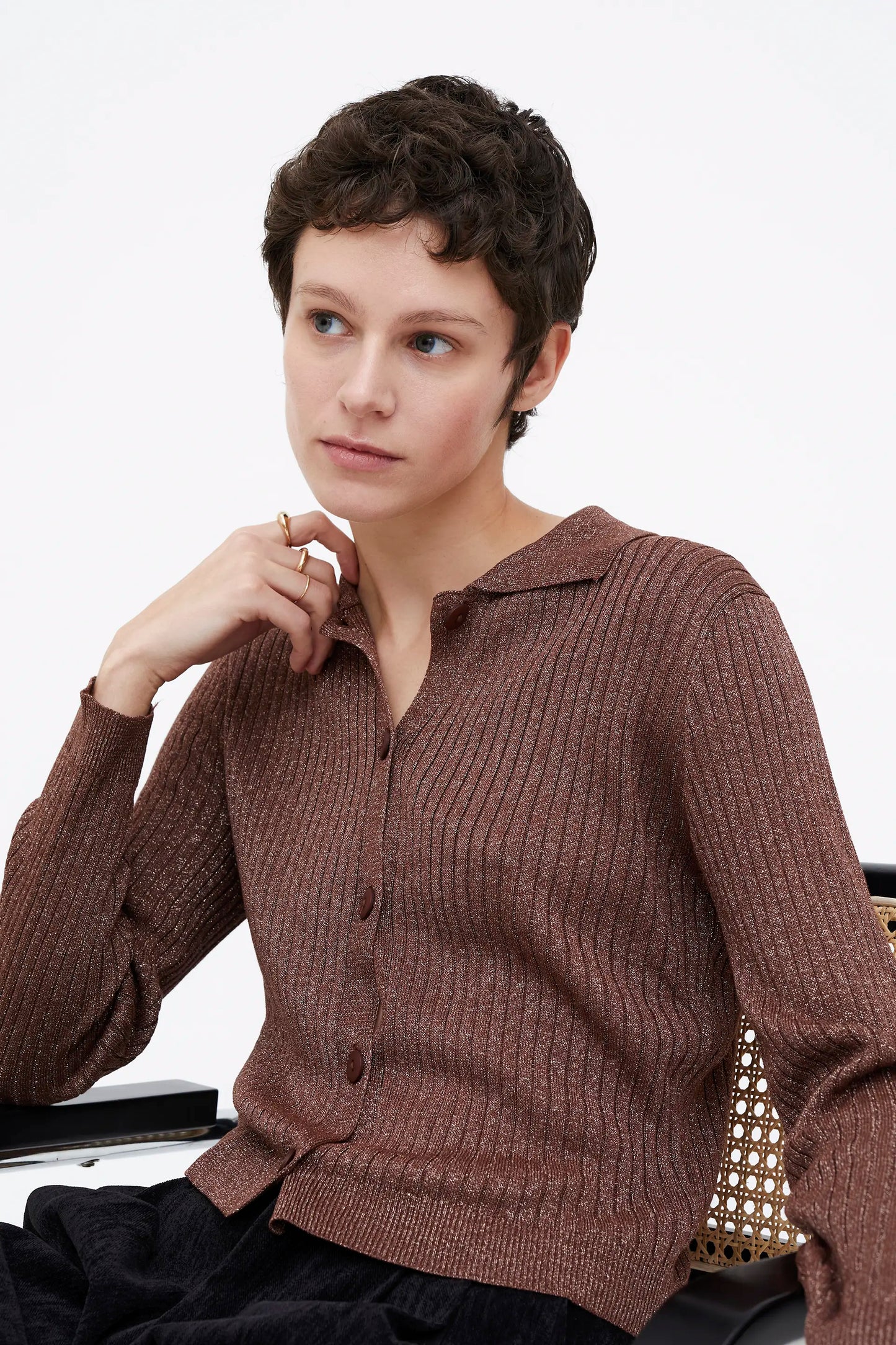 Cárdigan punto marrón