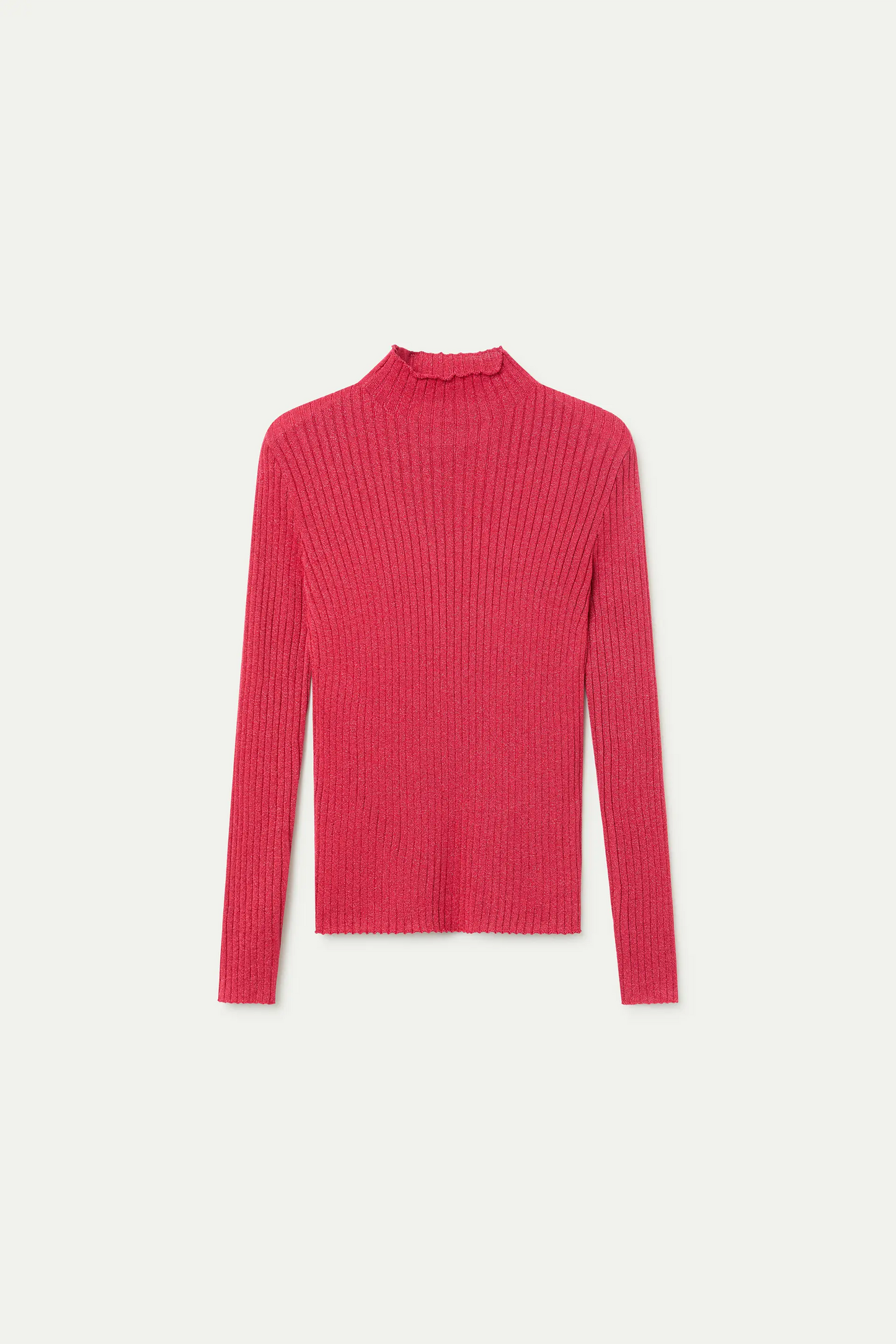 Top de punto canalé cuello perkins rojo