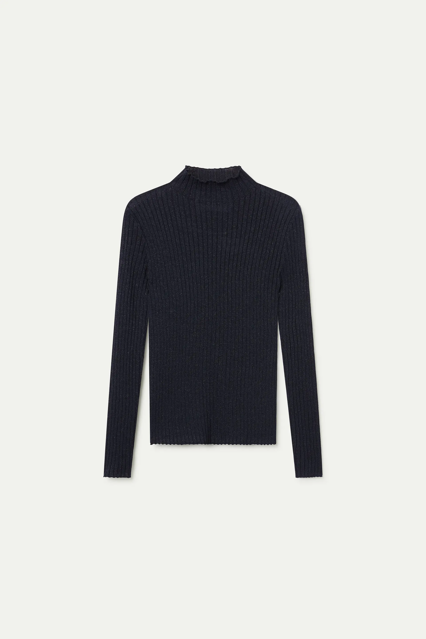 Top de punto canalé cuello perkins Navy Blue