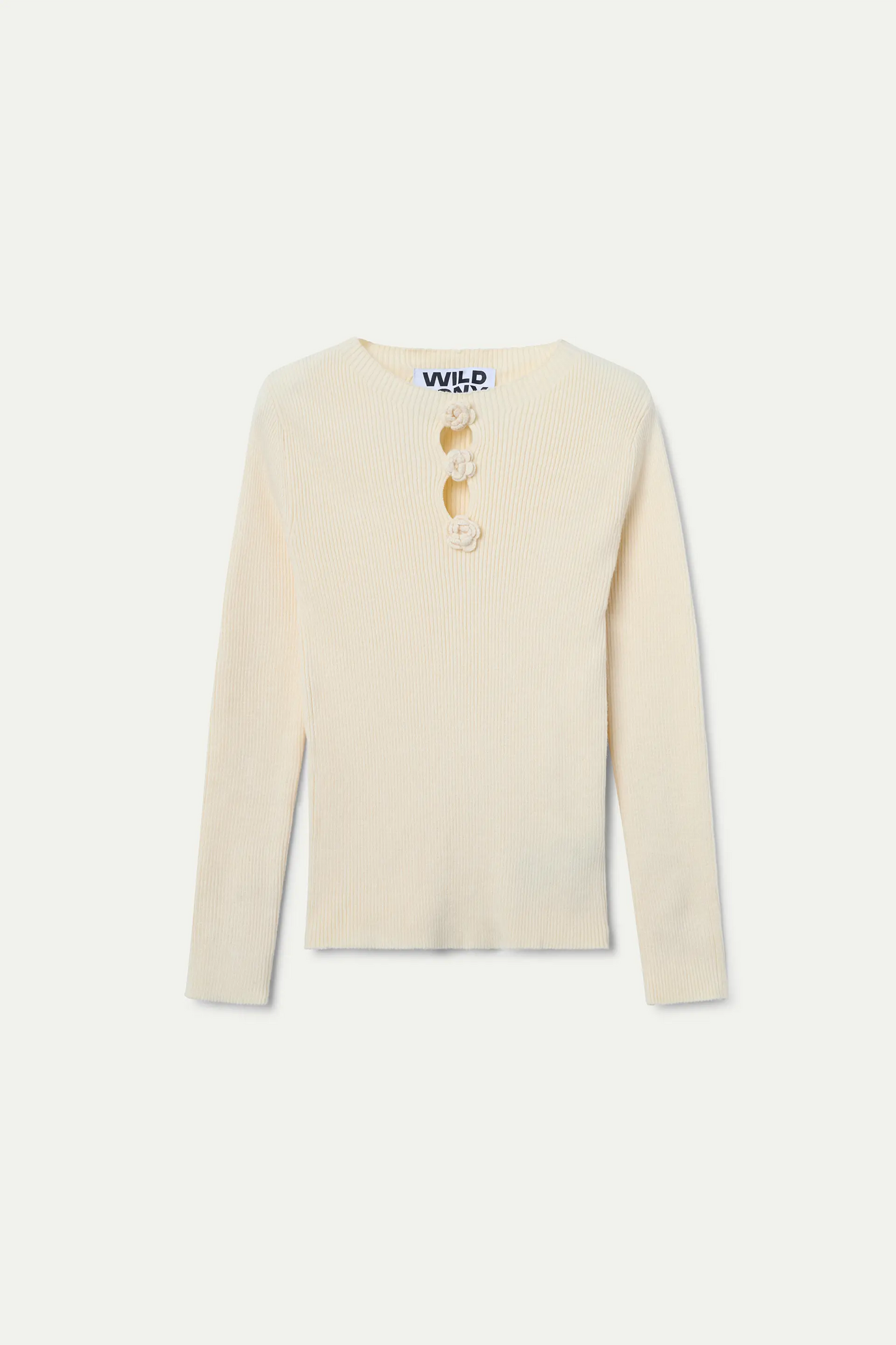 White ribbed knit top