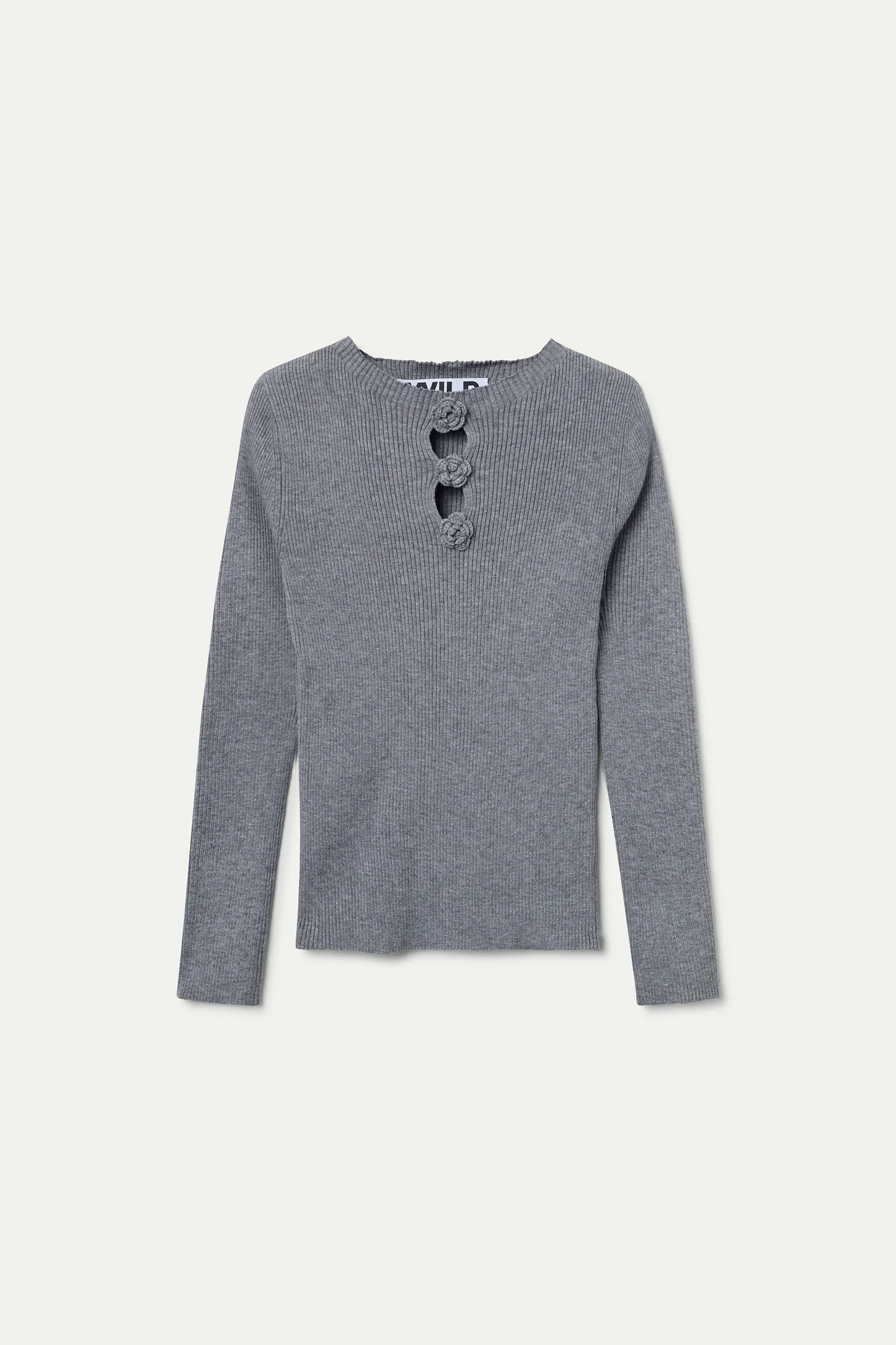 Gray ribbed knit top