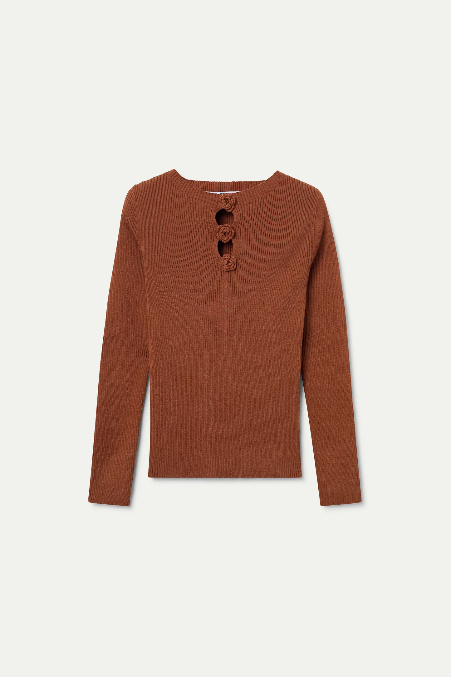 Brown ribbed knit top