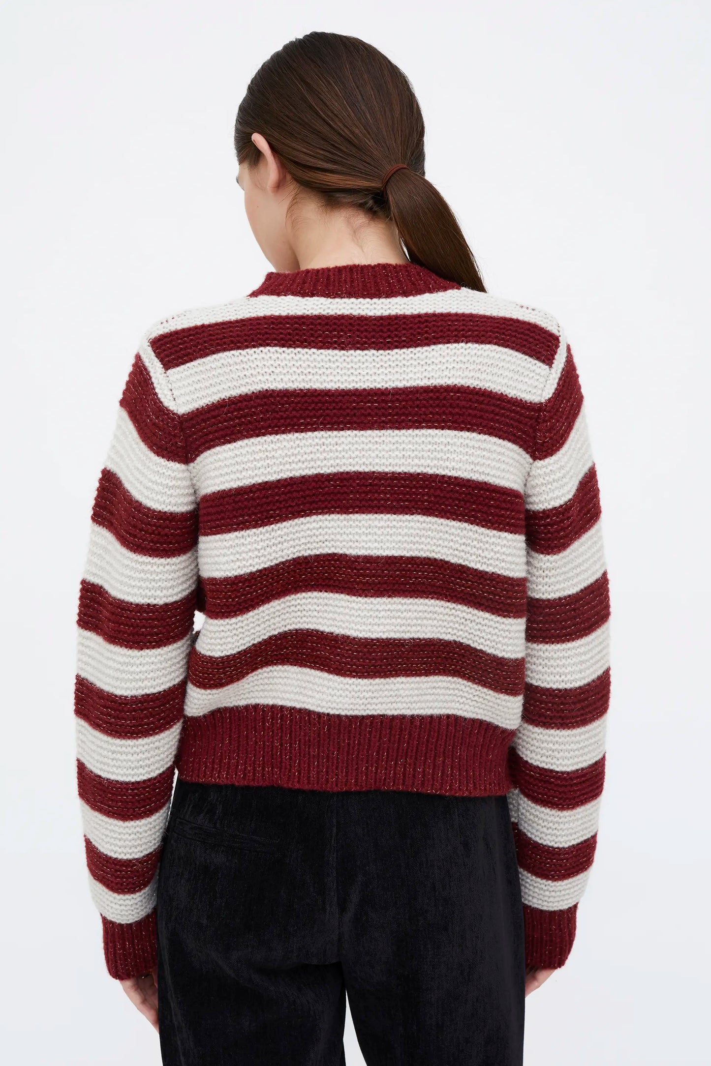 Cárdigan combinado de rayas blanco y marrón