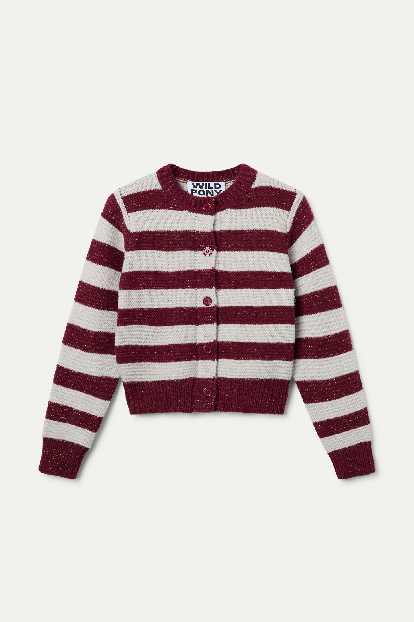 Cárdigan combinado de rayas blanco y marrón