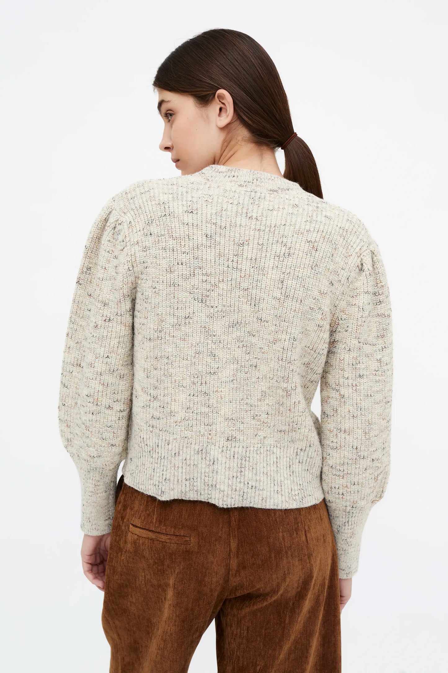 Jersey de punto cuello redondo blanco