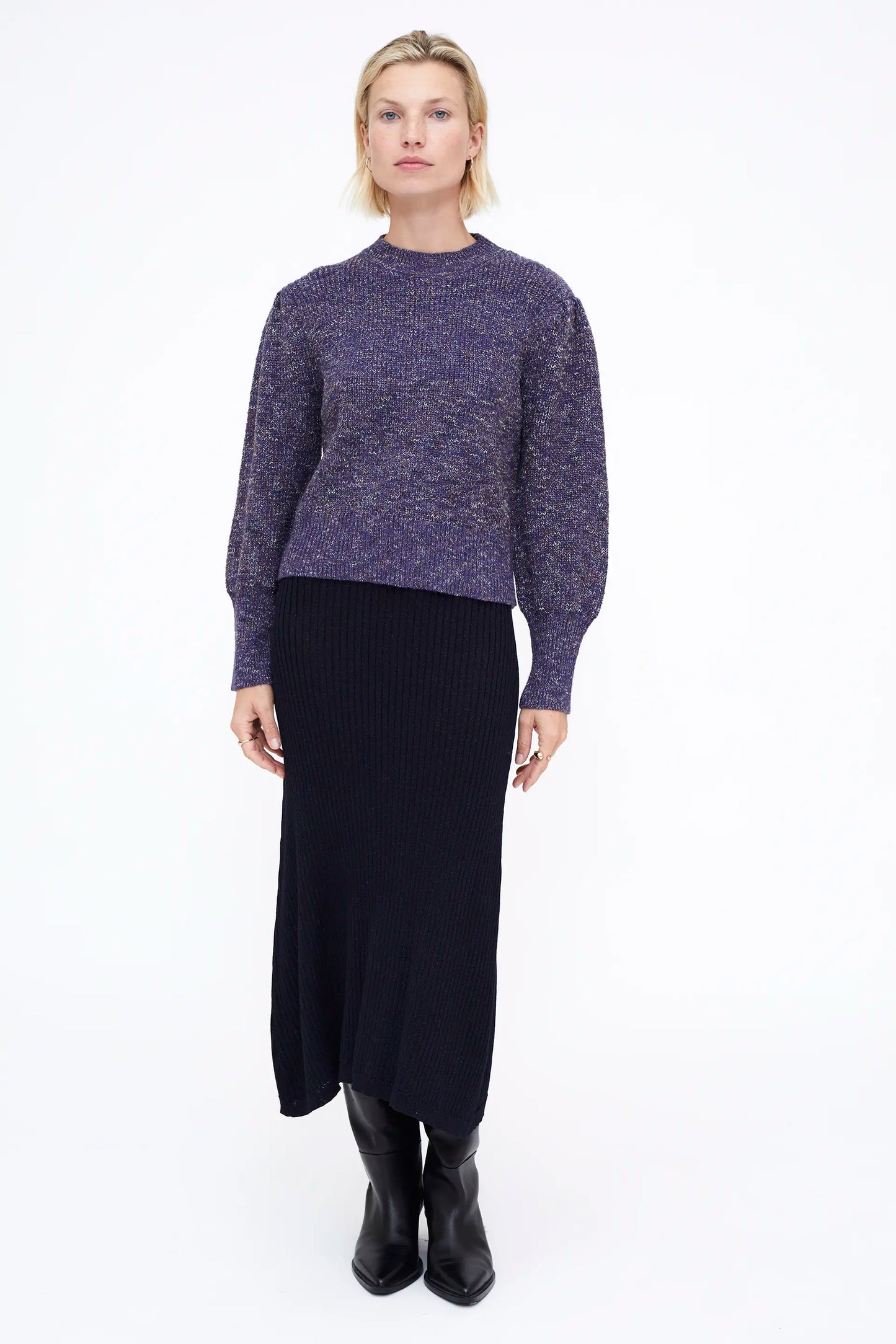 Jersey de punto cuello redondo navy blue