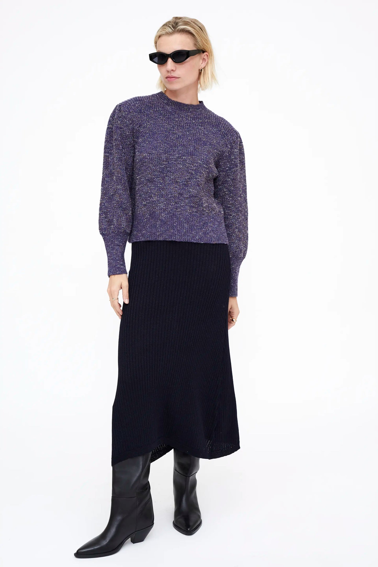 Jersey de punto cuello redondo navy blue