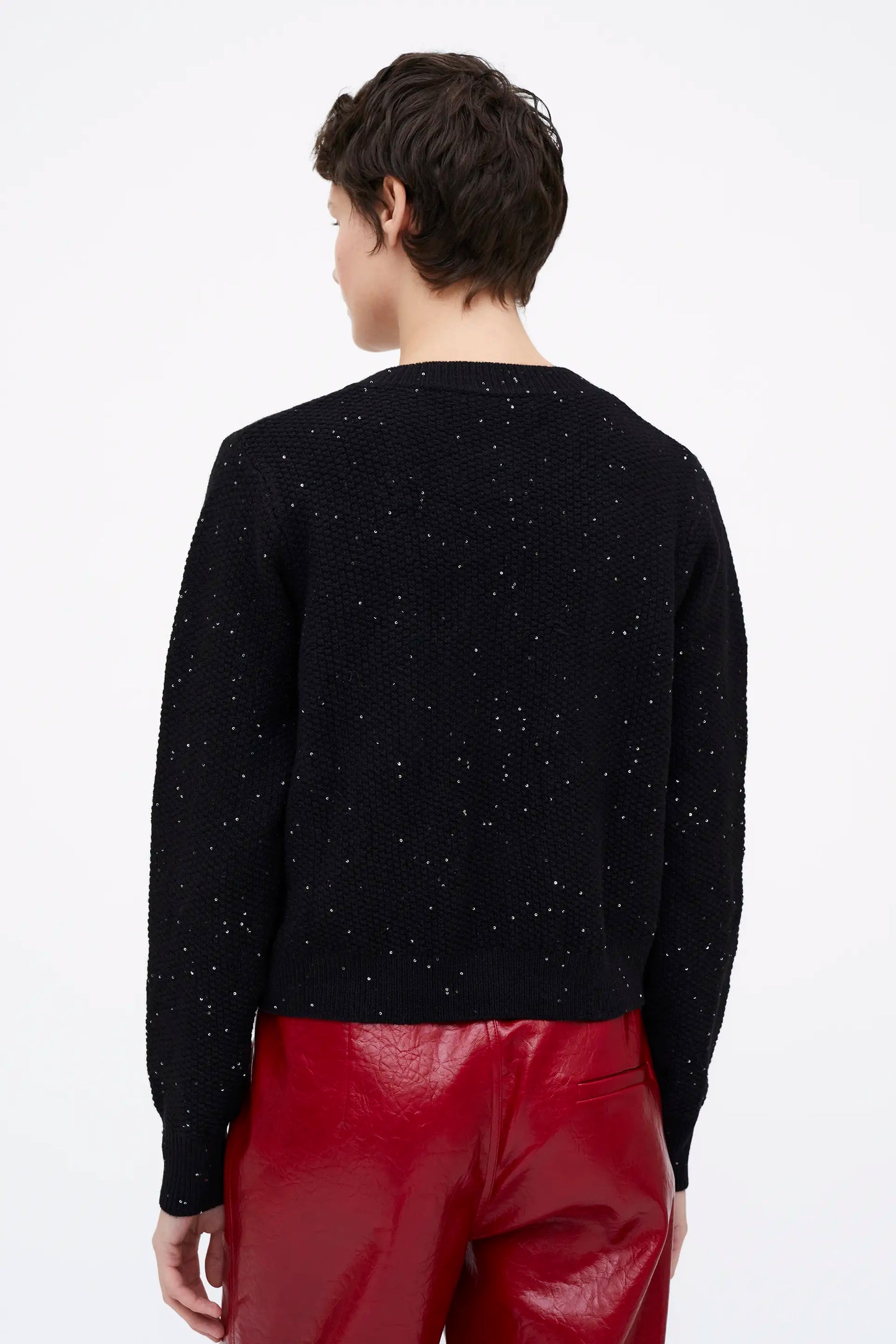 Cárdigan punto brillante negro