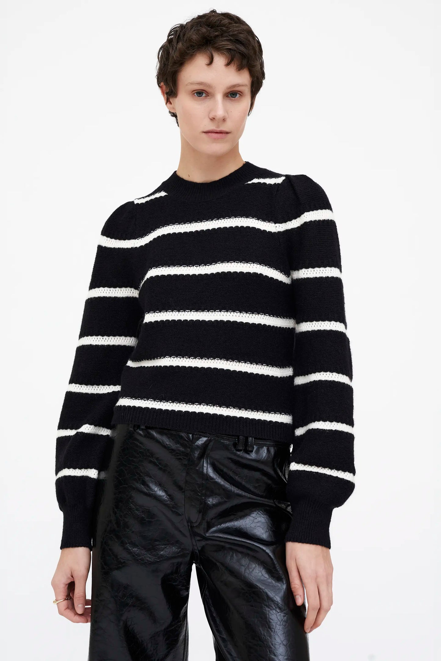 Jersey punto de rayas blanco y negro
