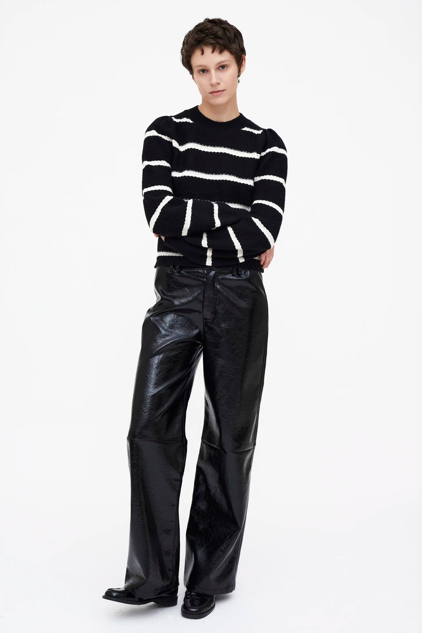 Jersey punto de rayas blanco y negro