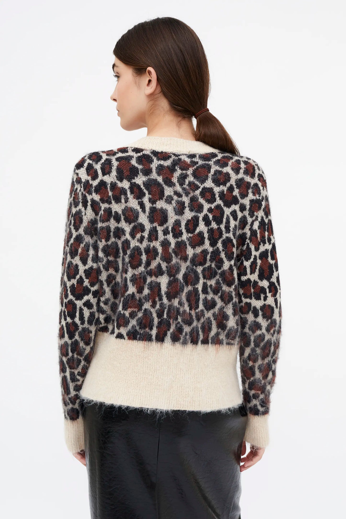 Brown animal print knit cardigan