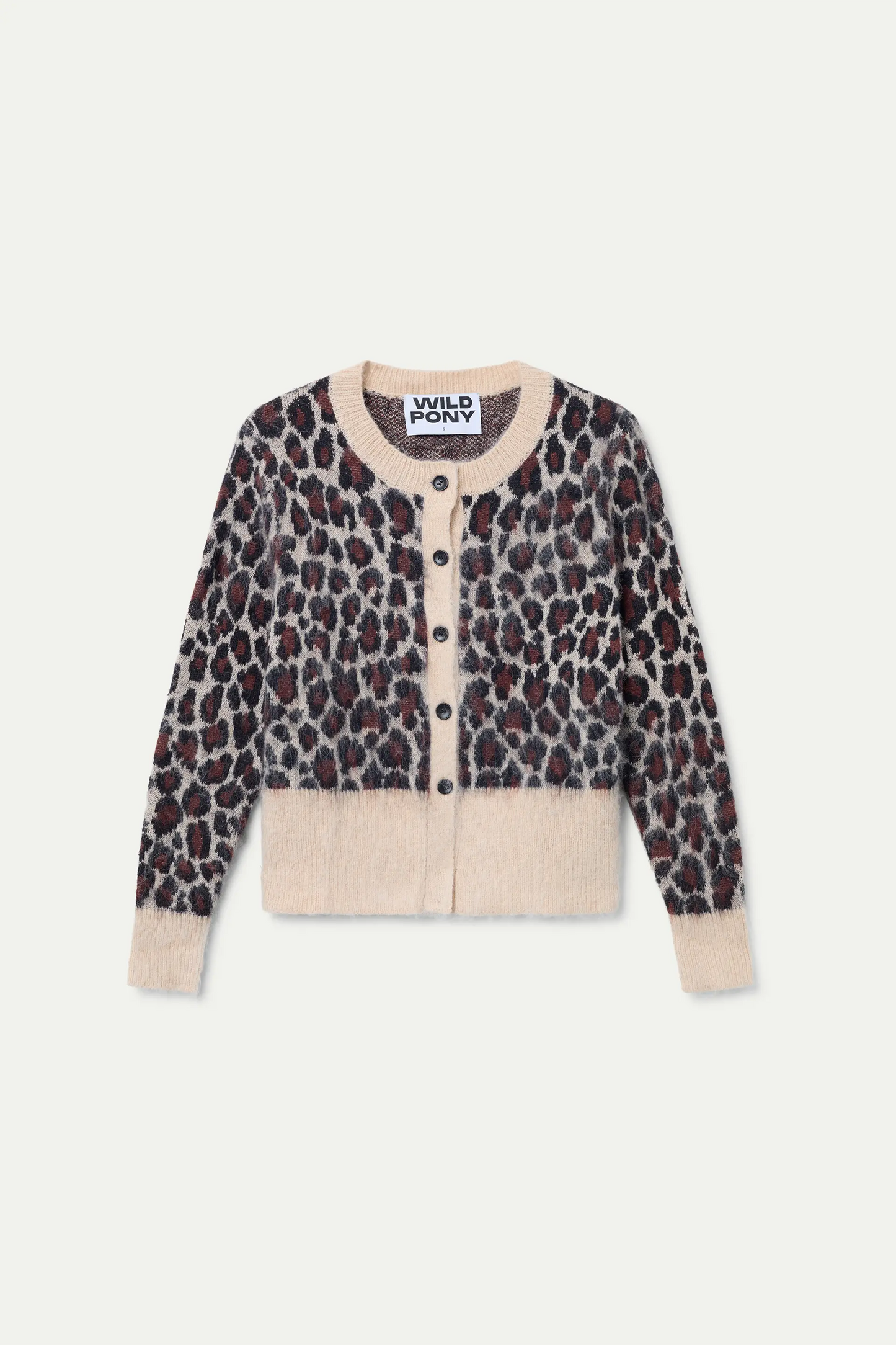 Brown animal print knit cardigan