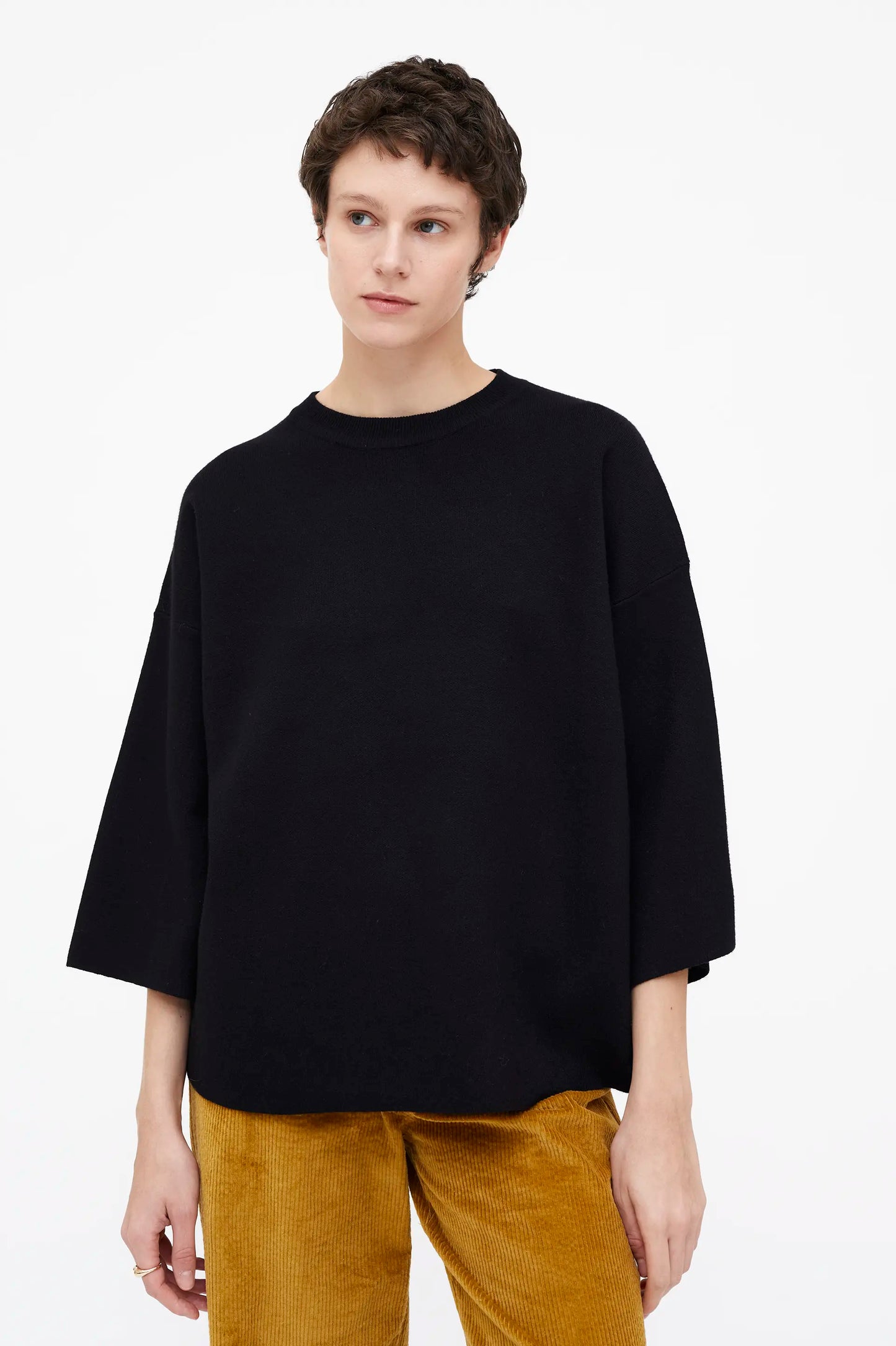 Jersey punto manga amplia negro