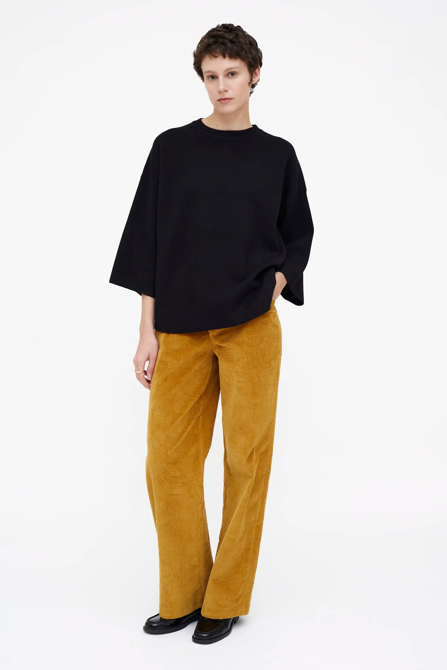 Jersey punto manga amplia negro