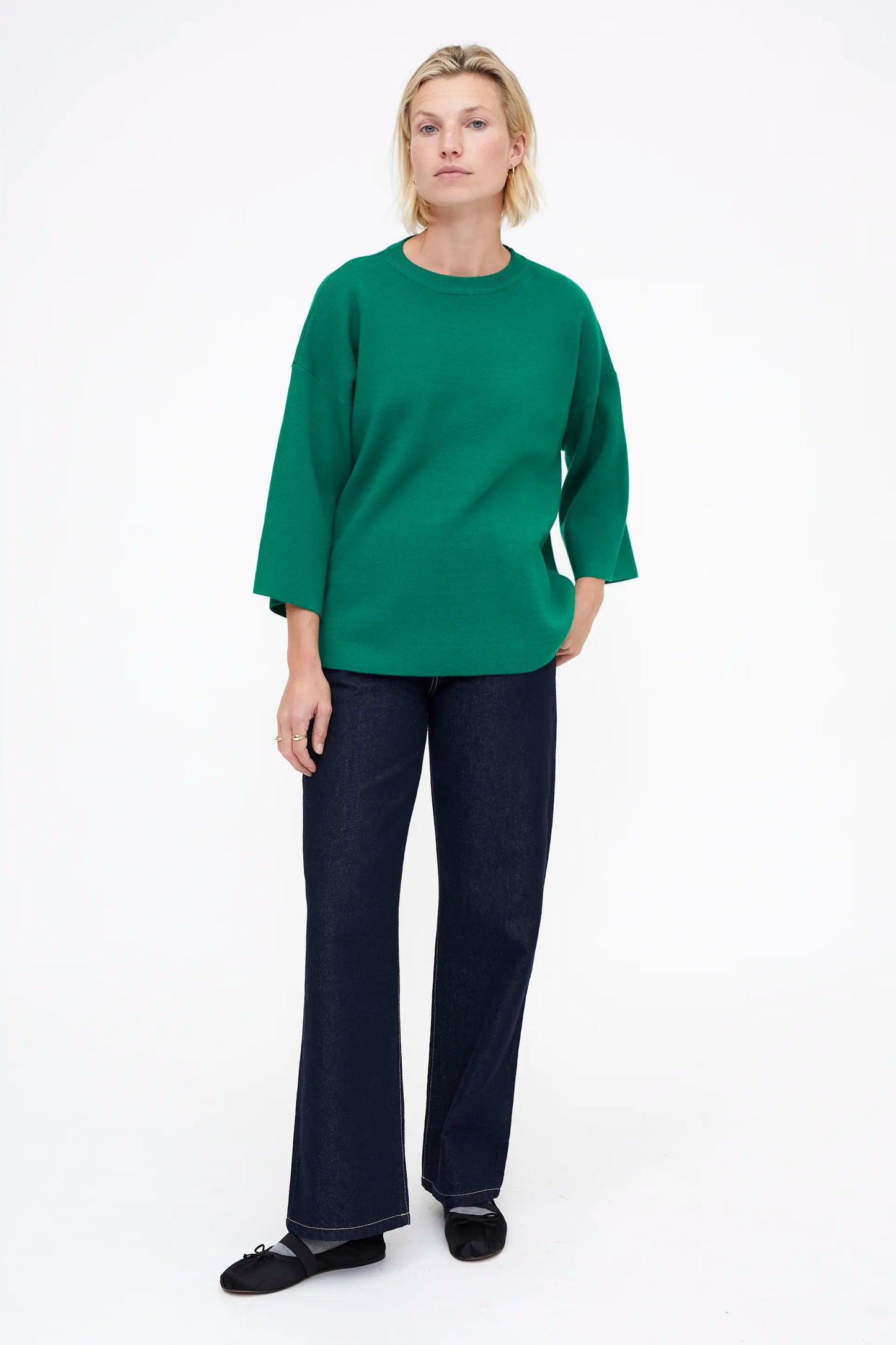 Jersey punto manga amplia verde