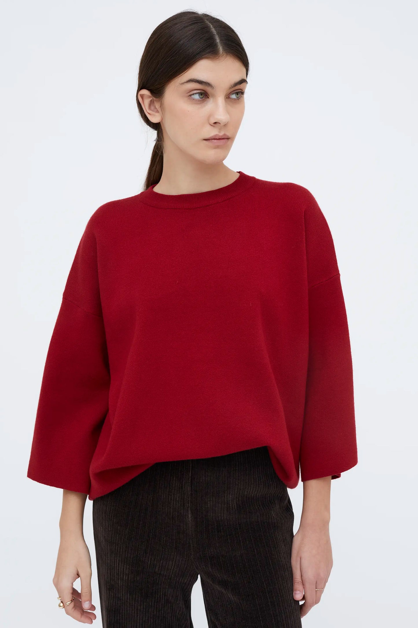 Jersey punto manga amplia rojo
