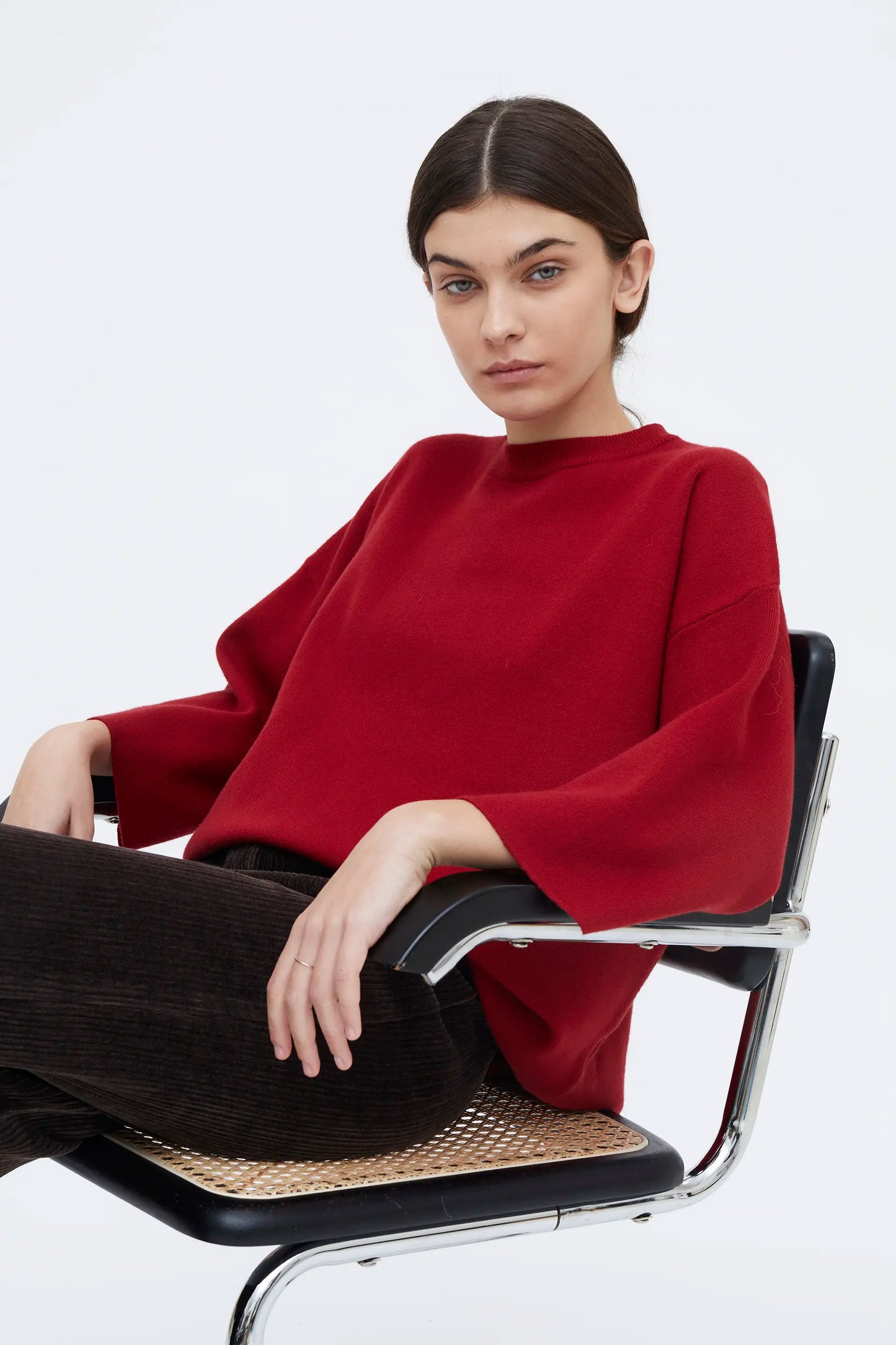 Jersey punto manga amplia rojo