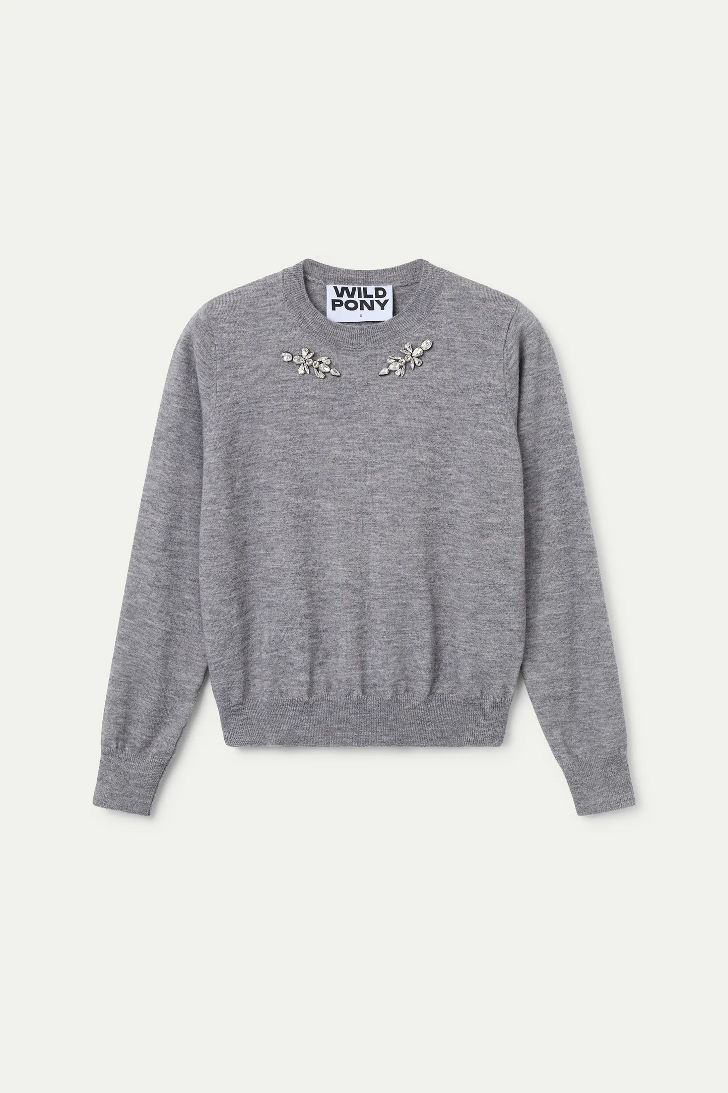 Jersey punto gris con aplique joya