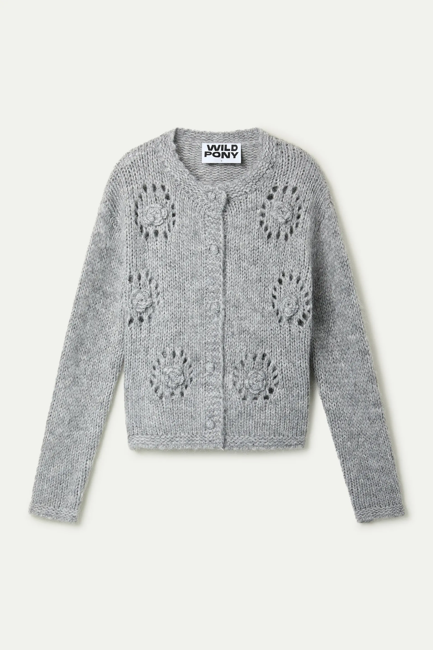 Cárdigan punto gris crochet