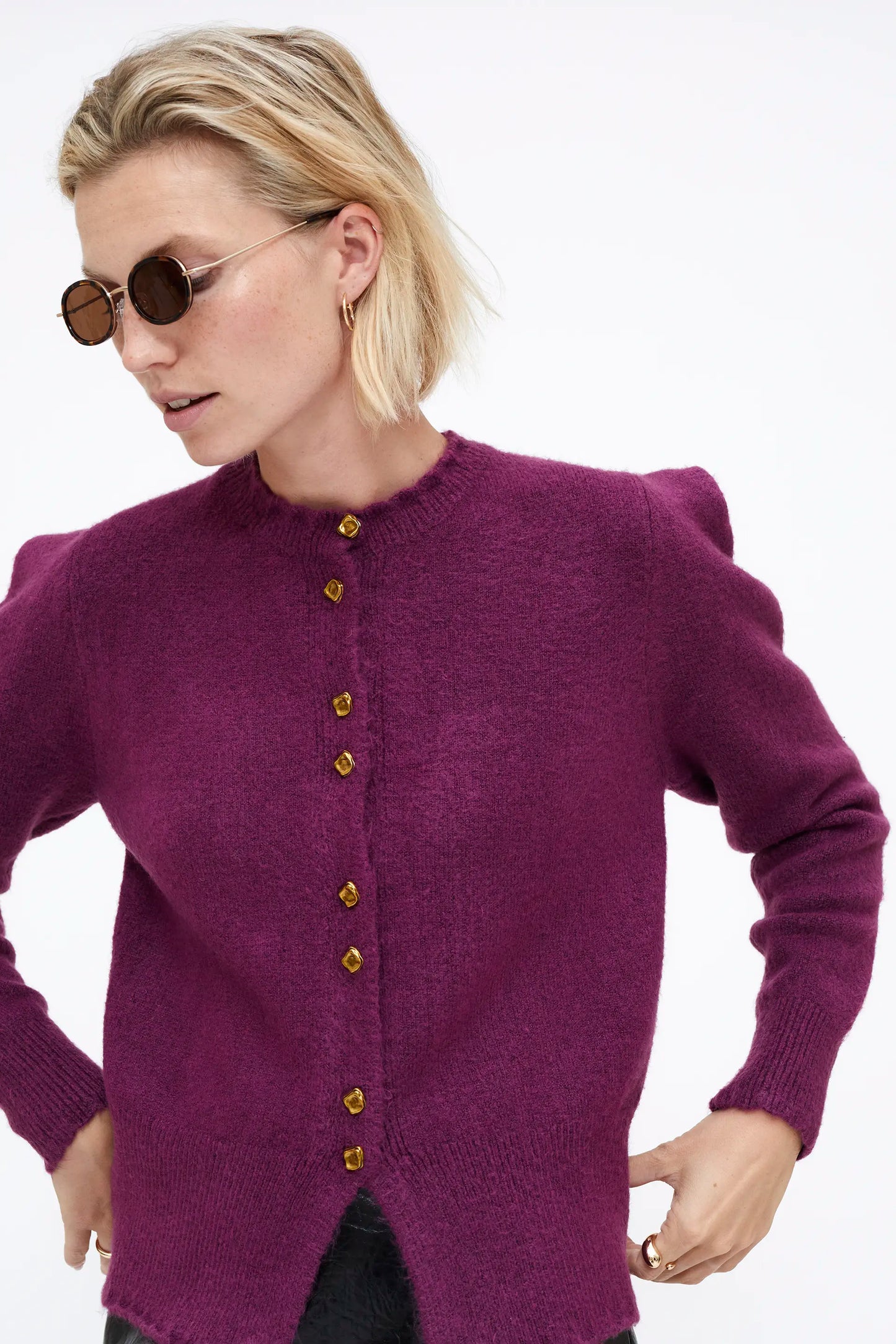 Purple knitted cardigan
