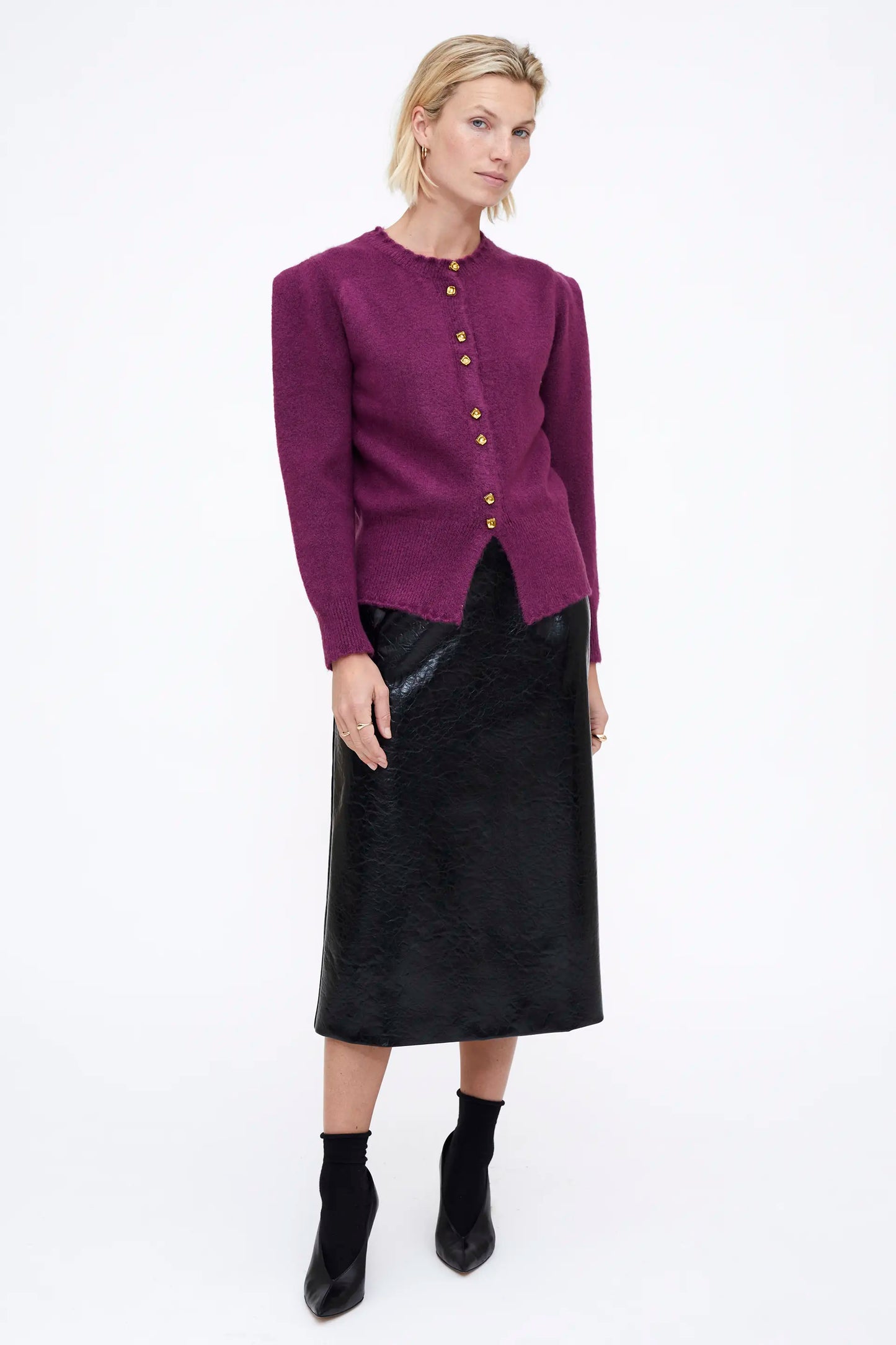 Purple knitted cardigan