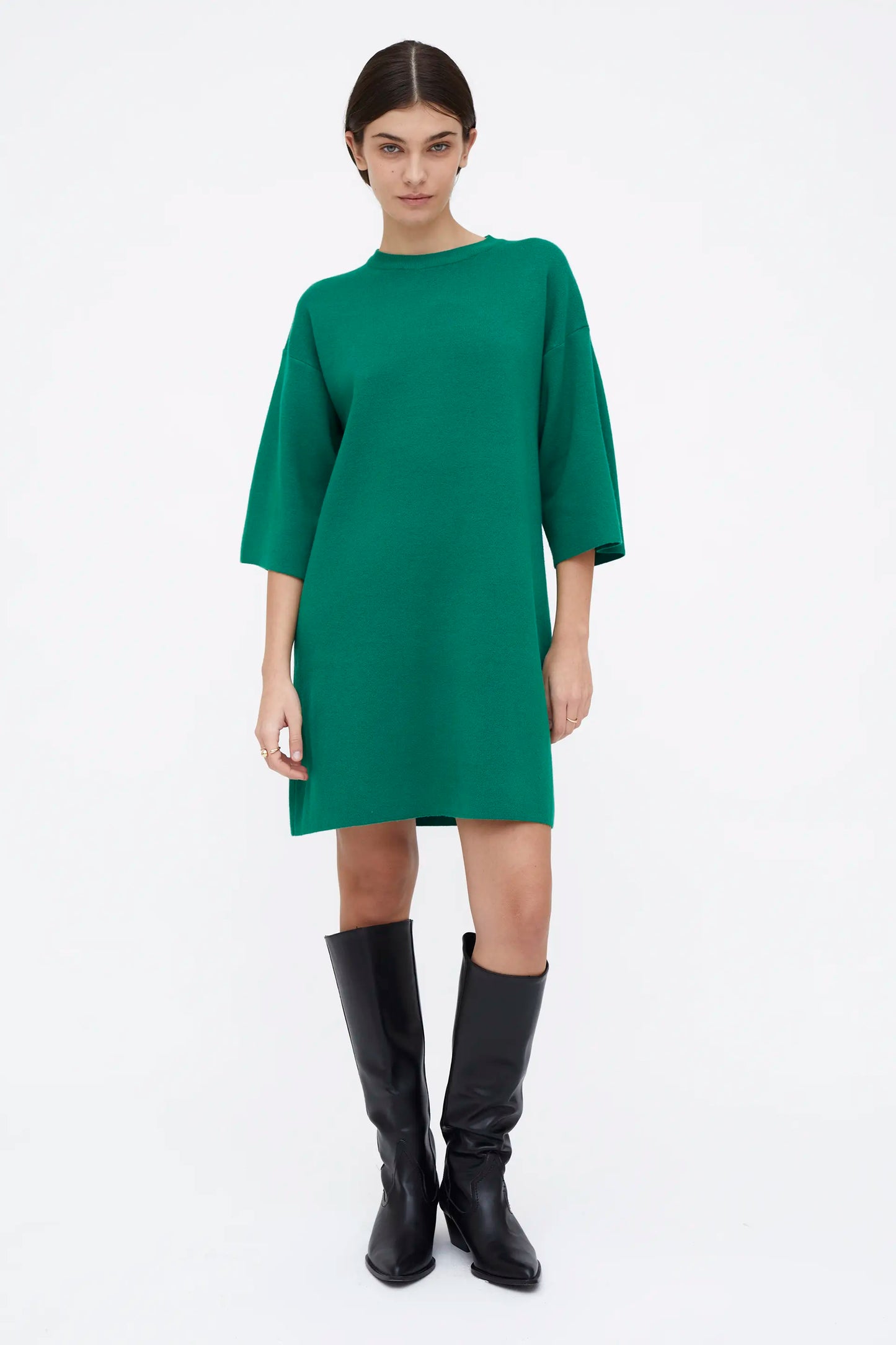 Vestido corto punto verde