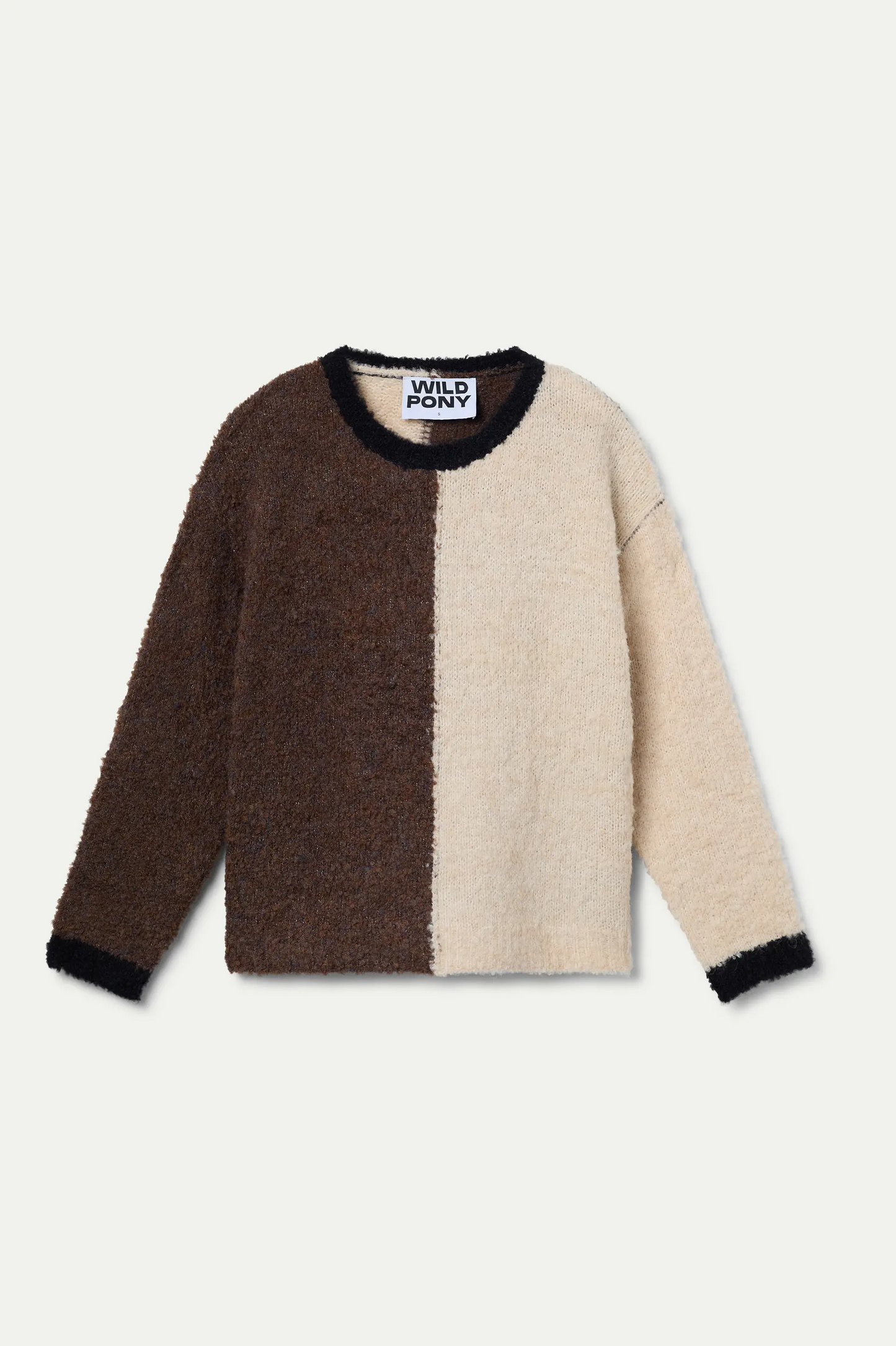 Jersey punto bicolor marrón y blanco