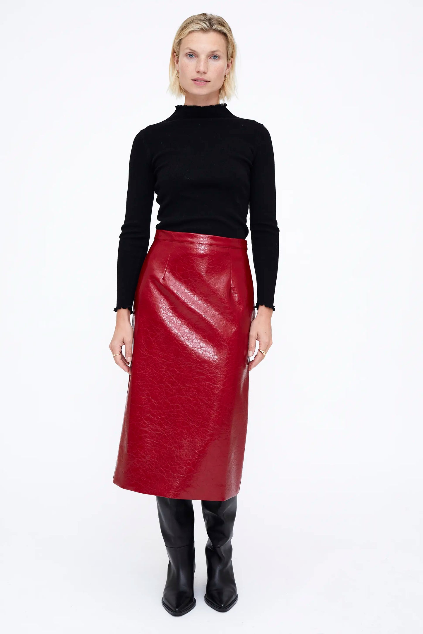 Top cuello perkins canalé negro