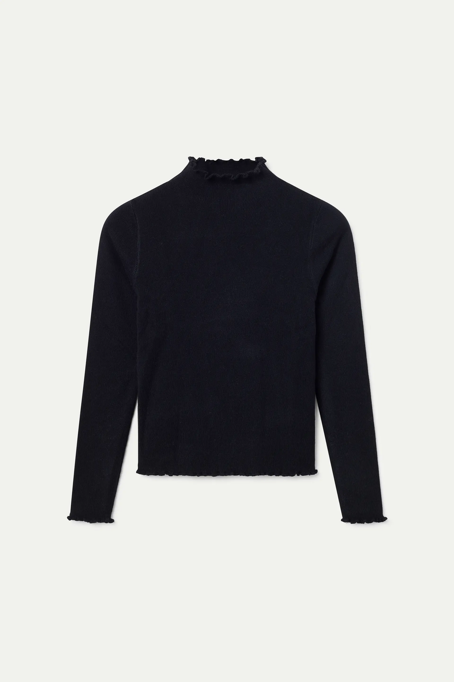 Top cuello perkins canalé negro