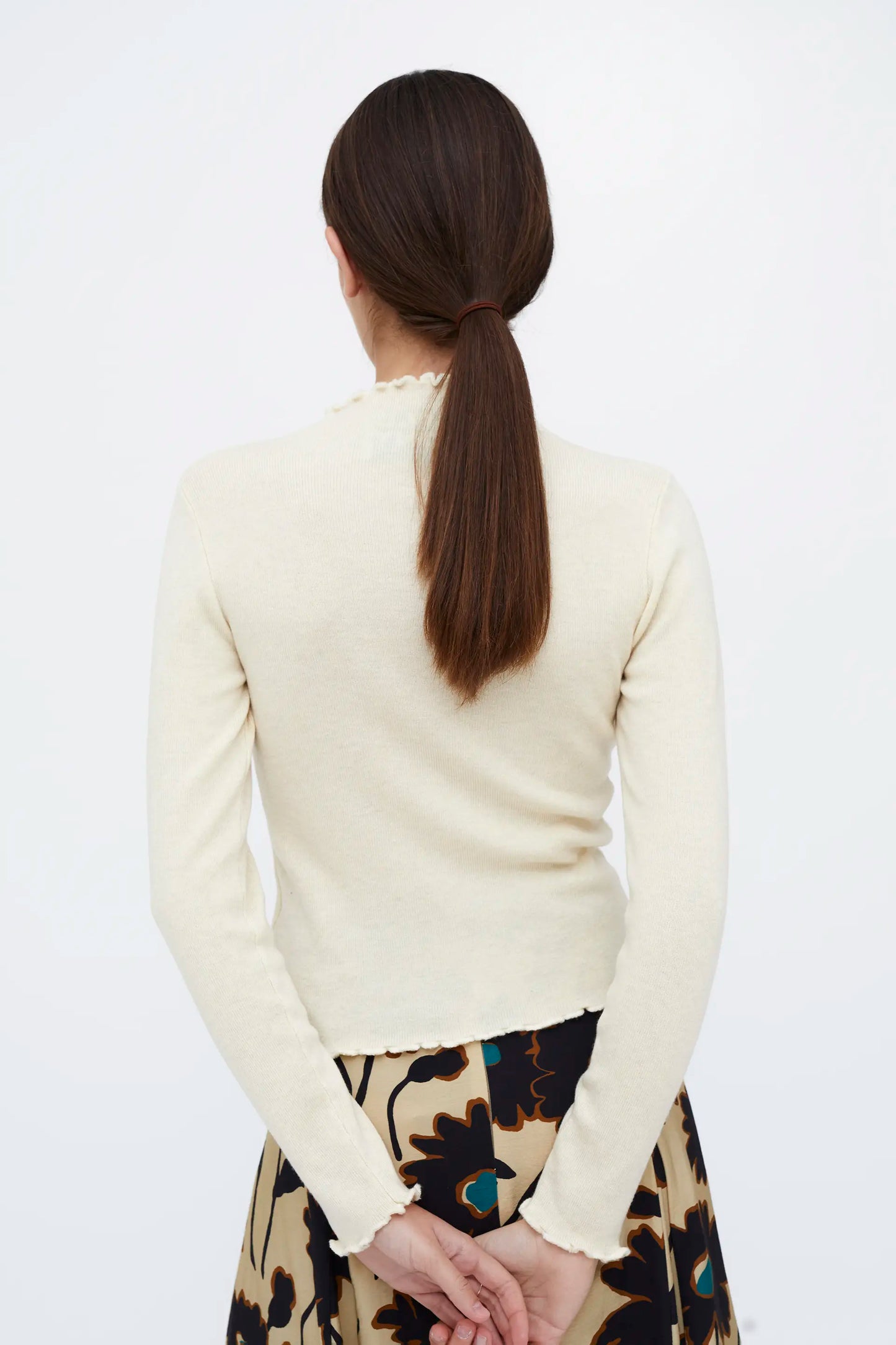 Top cuello perkins canalé blanco