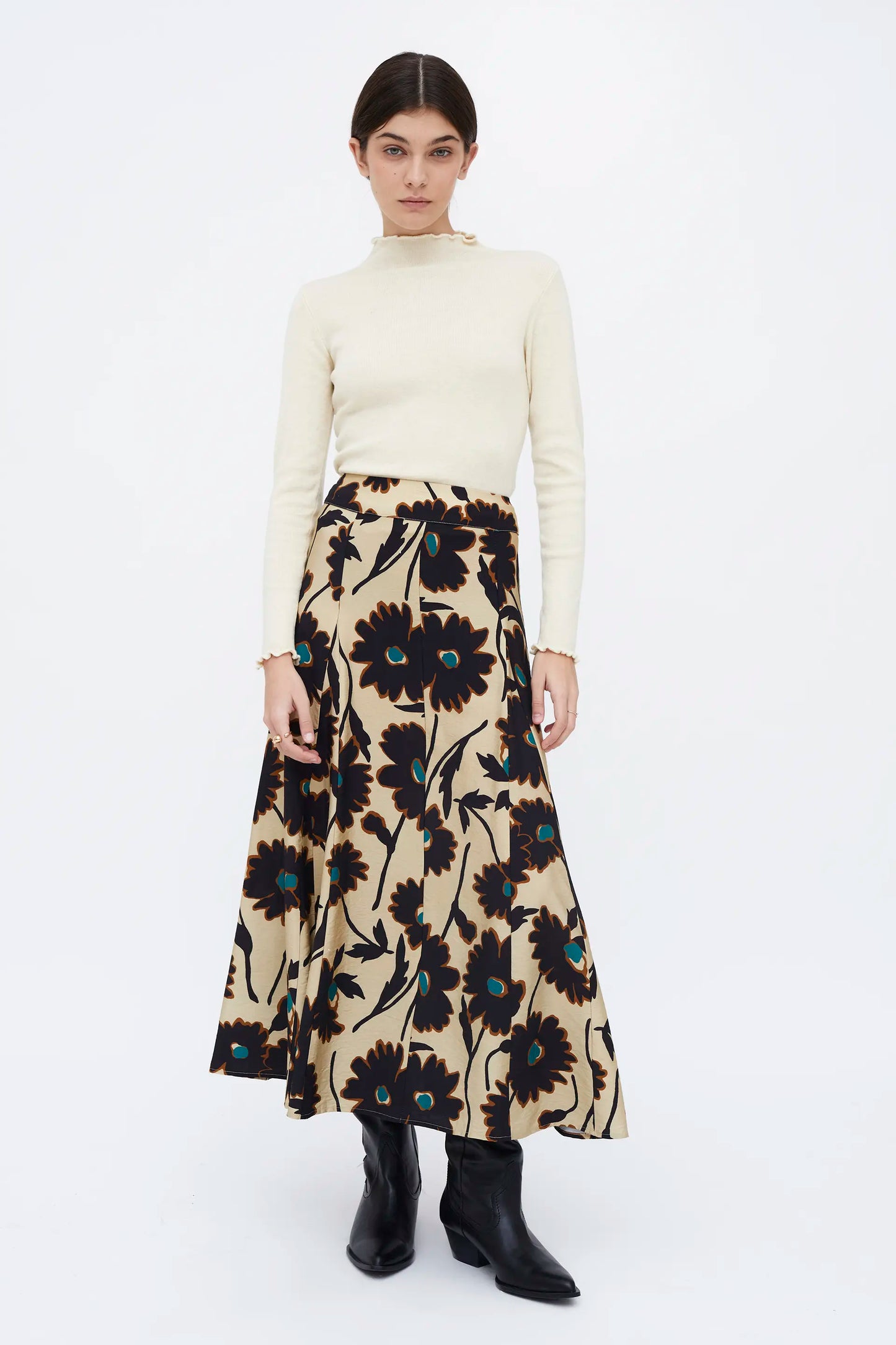 Top cuello perkins canalé blanco