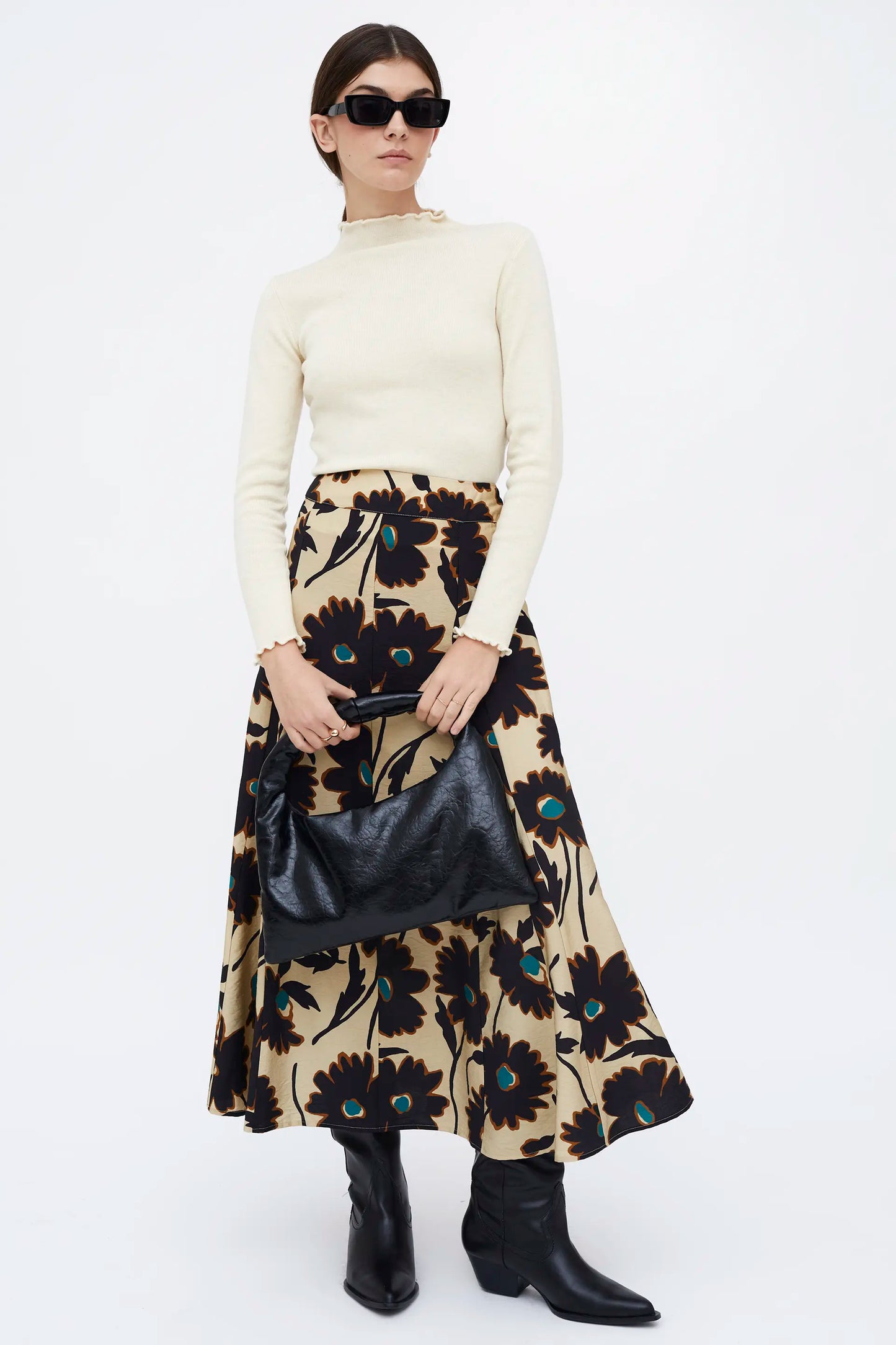 Top cuello perkins canalé blanco