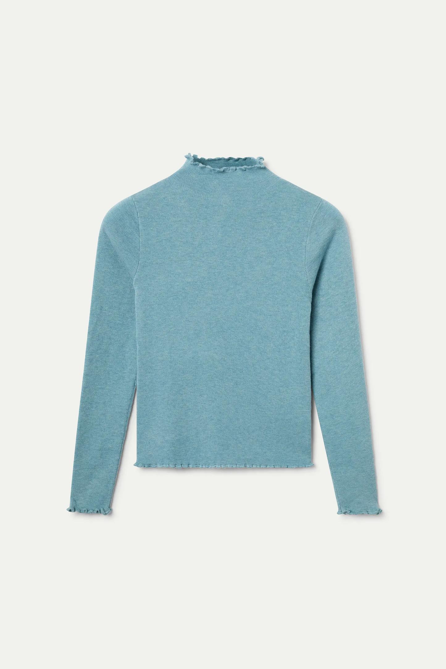 Top cuello perkins canalé azul