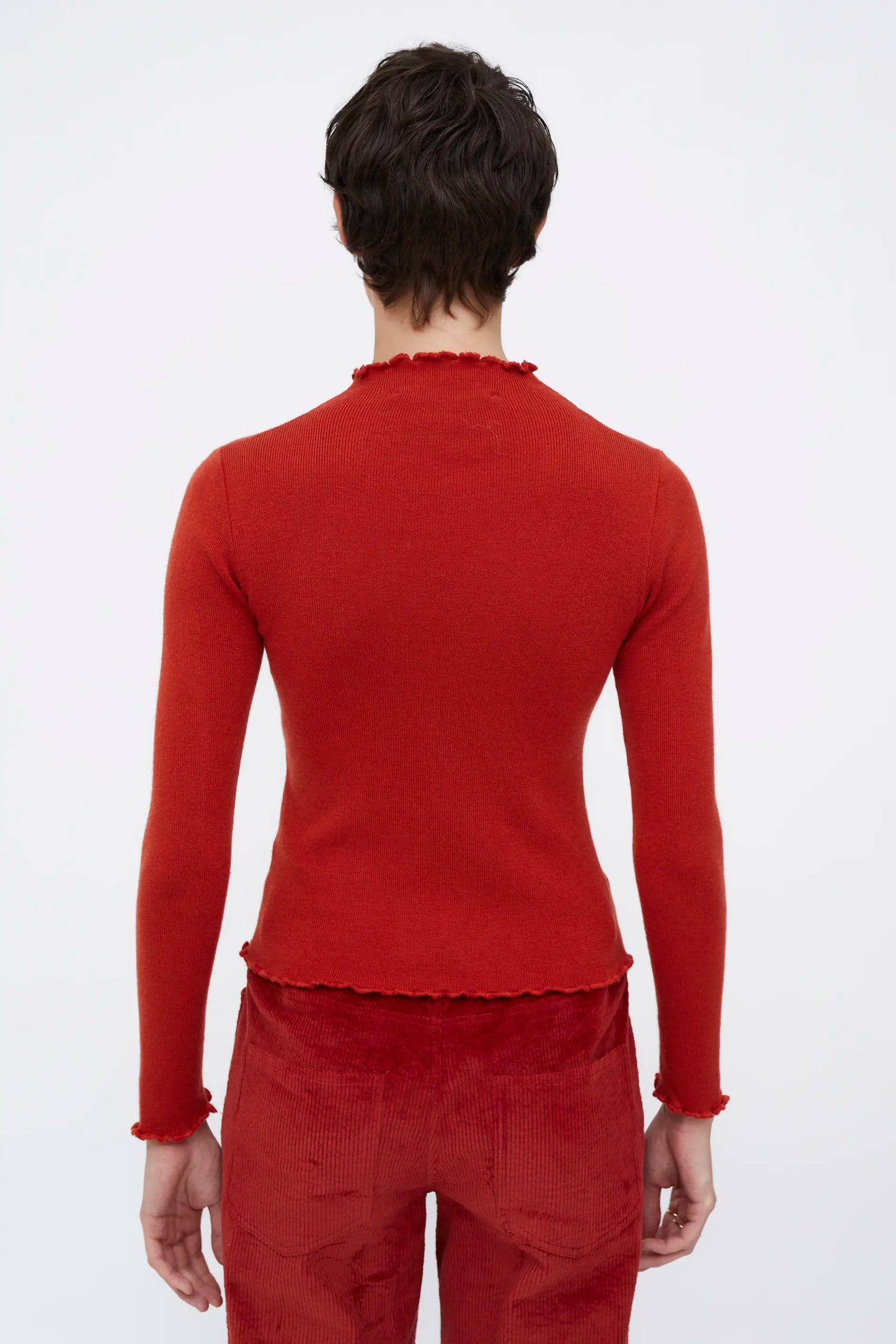 Top cuello perkins canalé rojo